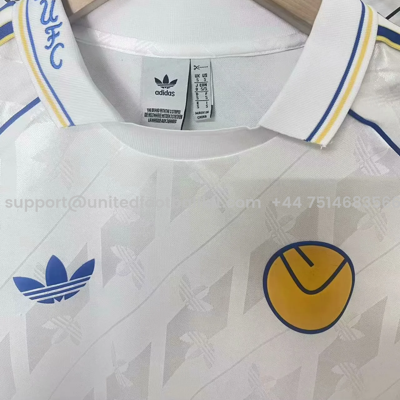 Unitedfootballkit.com | Leeds United 24-25 Spezial Collection White Long Sleeve Polo Shirts -Customize Name, Number and Patch | Worldwide Shipping