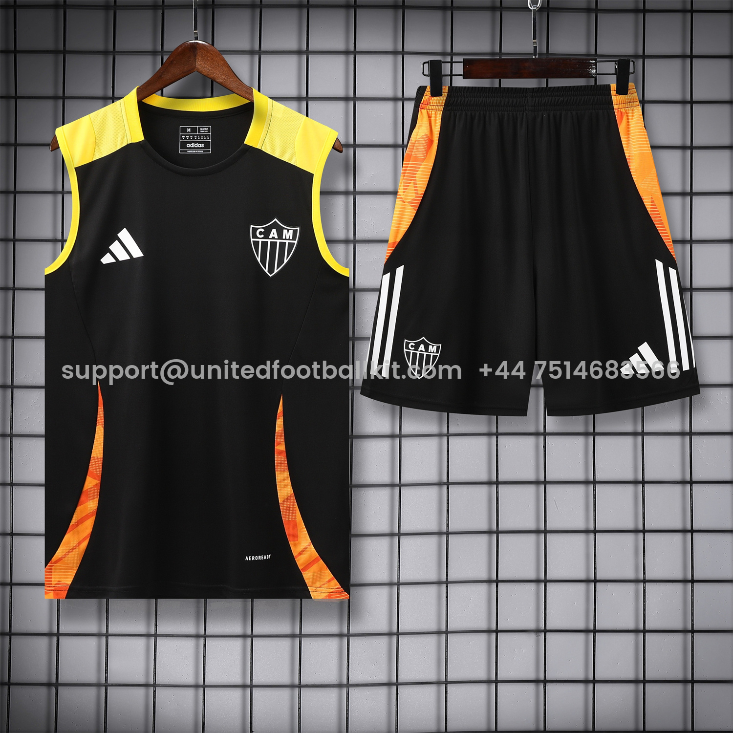 Unitedfootballkit.com | Atletico Mineiro 25-26 Vest Training Set - Black Vest With Black Shorts -Customize Name, Number and Patch | Worldwide Shipping