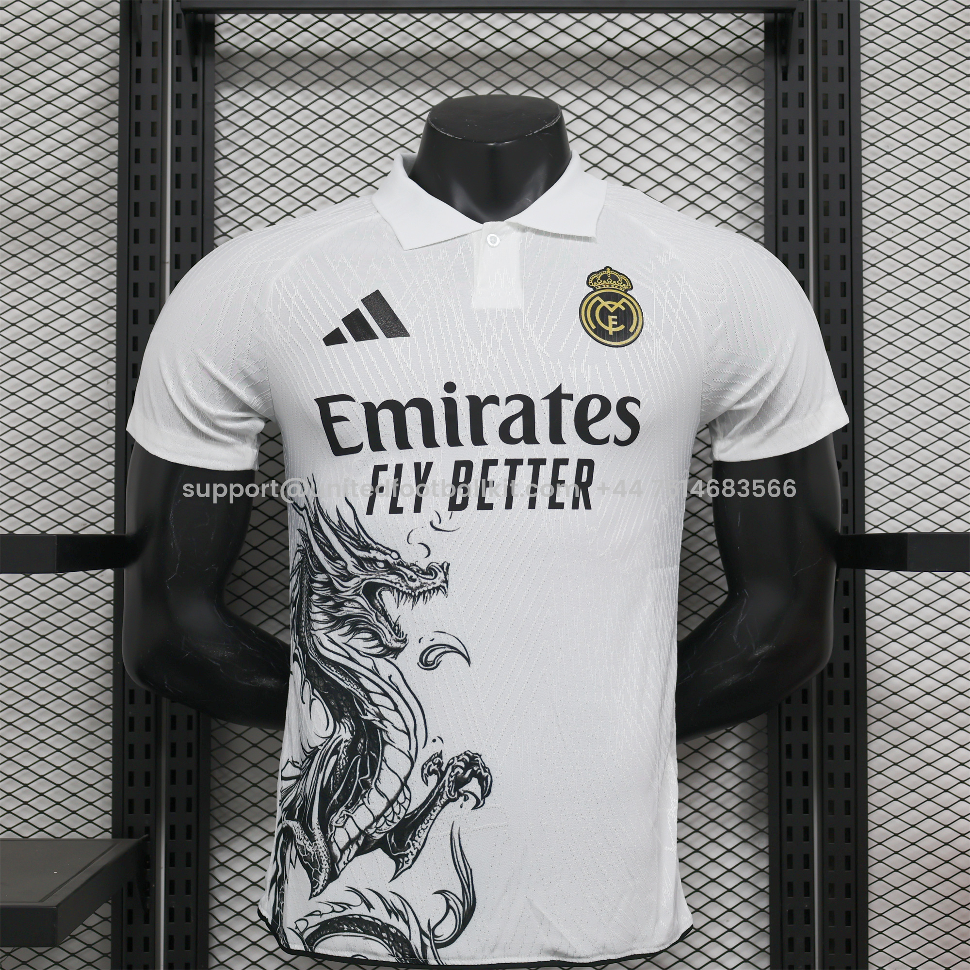 Unitedfootballkit.com | Real Madrid 24-25 White & Black Loong Special Edition Jersey - Player Version -Customize Name, Number and Patch | Worldwide Shipping