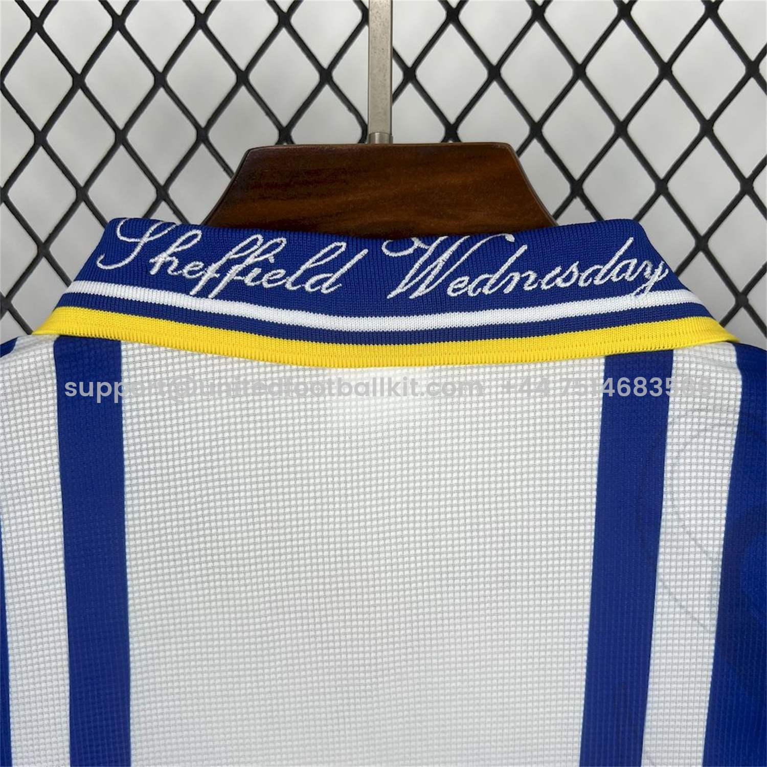Unitedfootballkit.com | Retro Sheffield Wednesday 1996-97 Home Jersey -Customize Name, Number and Patch | Worldwide Shipping
