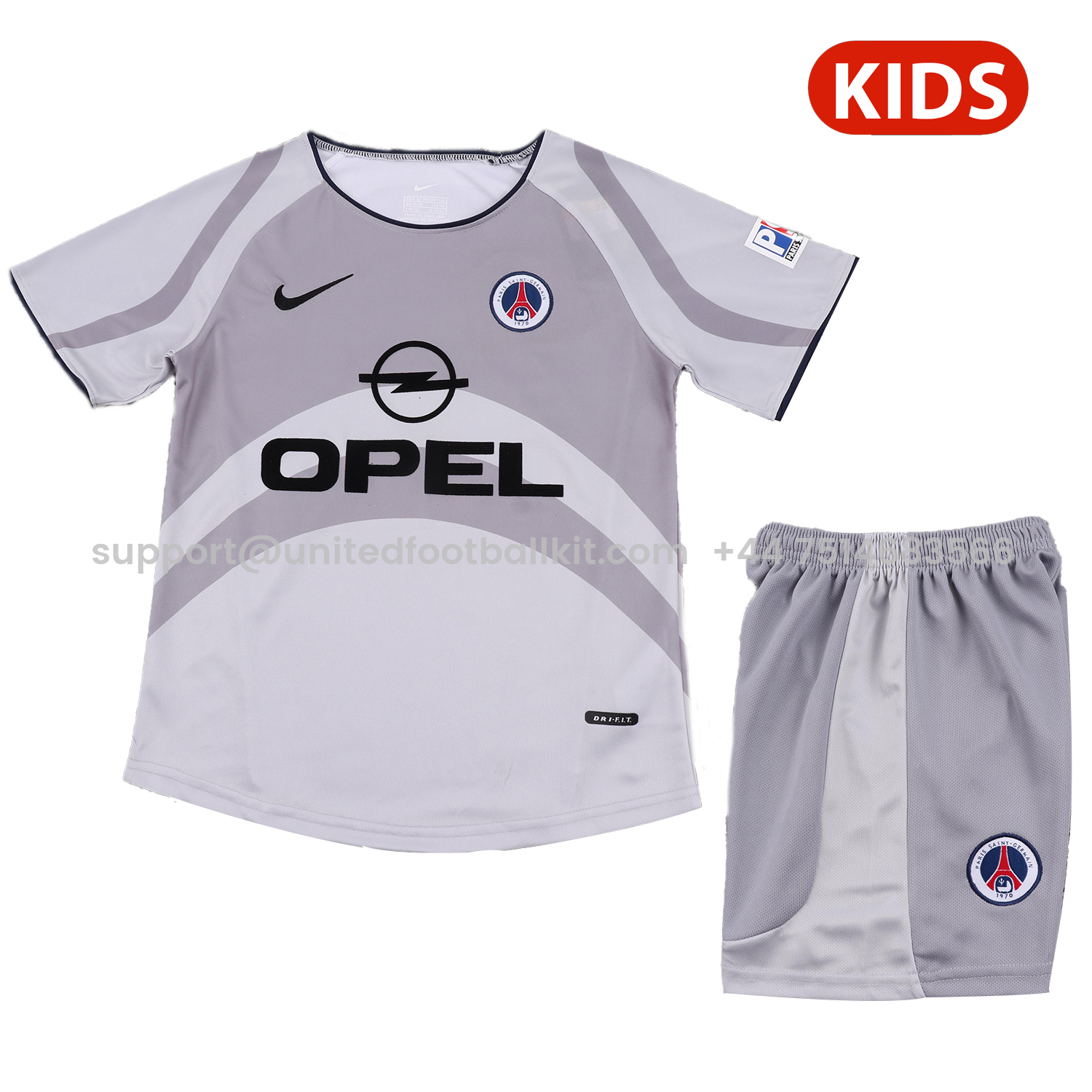 Unitedfootballkit.com | Retro Paris Saint-Germain PSG 2001-02 Away Kids Kit -Customize Name, Number and Patch | Worldwide Shipping
