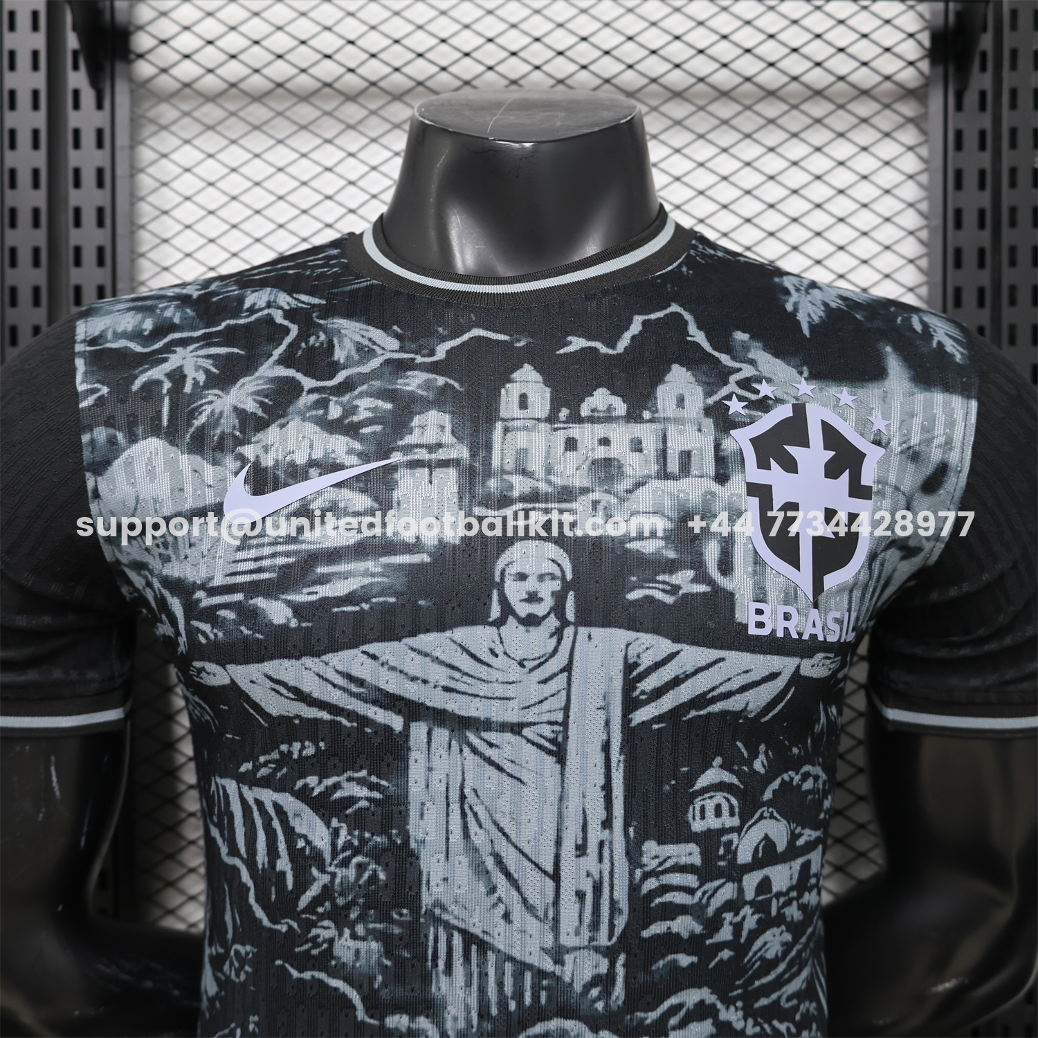 Unitedfootballkit.com | Brazil 2026 Grey Jesus Black Special Jersey - Player Version -Customize Name, Number and Patch | Worldwide Shipping