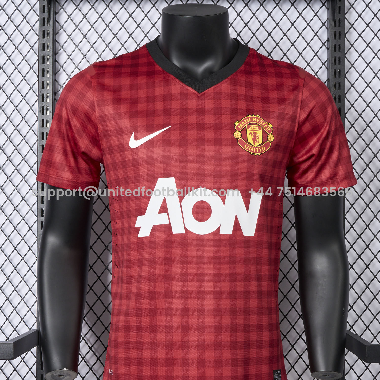 Unitedfootballkit.com | Retro Manchester United 2012-13 Home Jersey - Player Version -Customize Name, Number and Patch | Worldwide Shipping