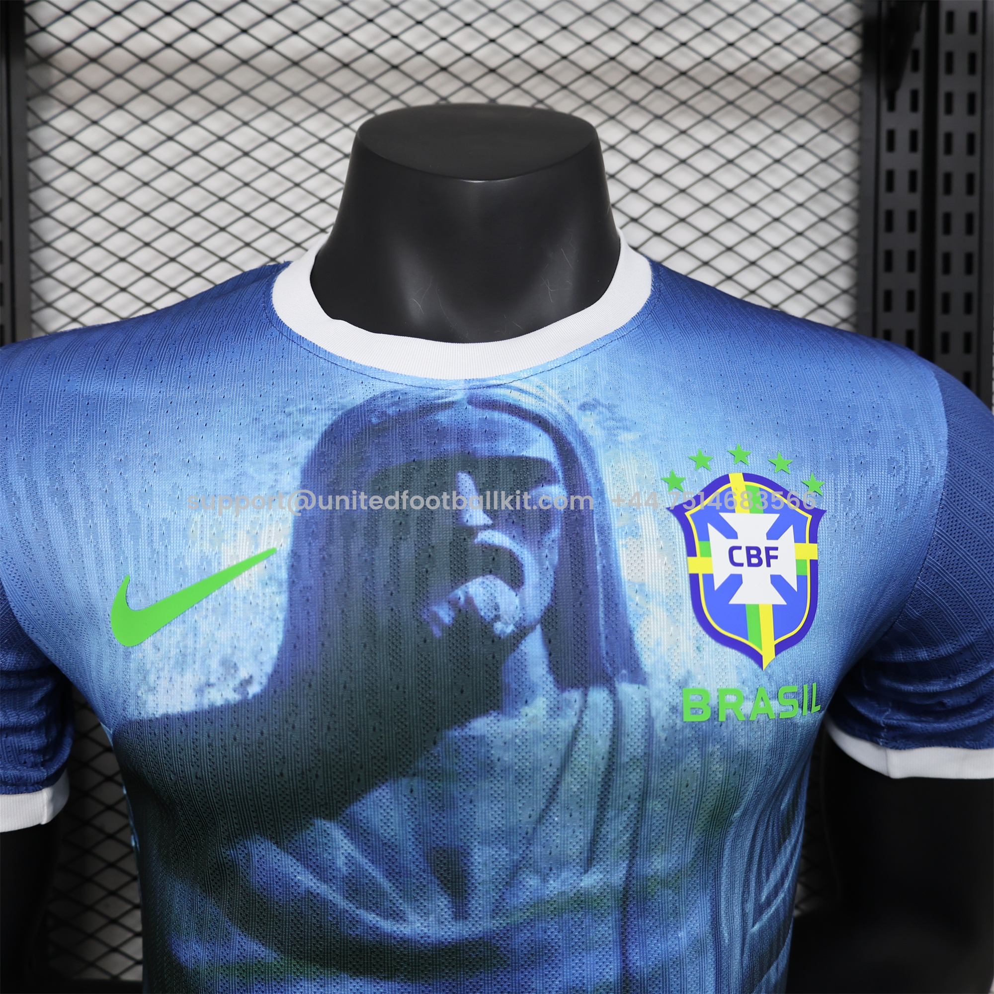 Unitedfootballkit.com | Brazil 2024 Blue Christ the Redeemer Statue Jersey - Player Version -Customize Name, Number and Patch | Worldwide Shipping