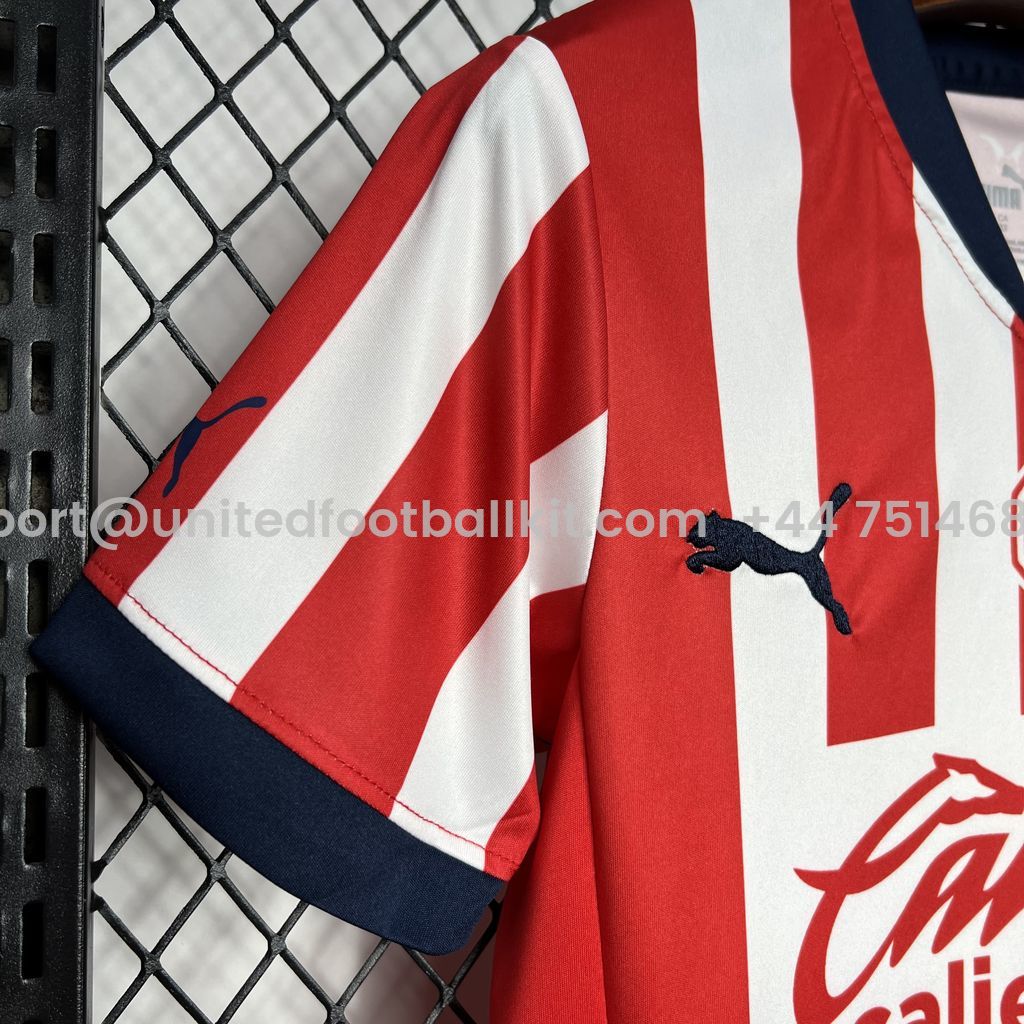 Unitedfootballkit.com | Chivas de Guadalajara 24-25 Home Stadium Kids Kit -Customize Name, Number and Patch | Worldwide Shipping