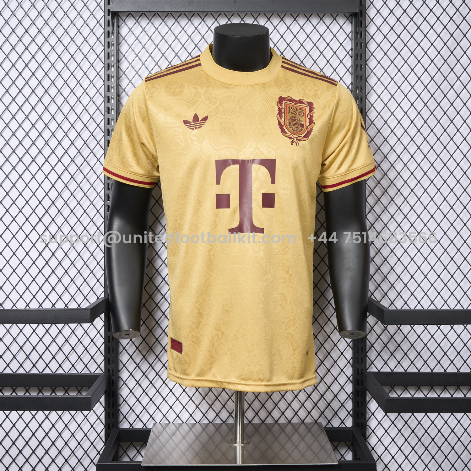 Unitedfootballkit.com | Bayern Munich 2025 Golden 125th Anniversary Jersey - Player Version -Customize Name, Number and Patch | Worldwide Shipping