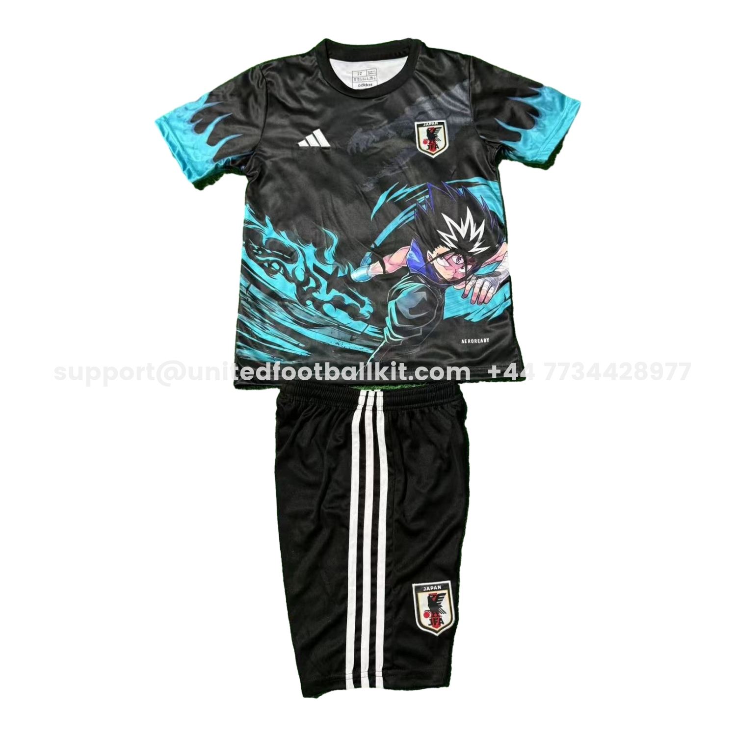 Unitedfootballkit.com | Japan 25-26 Yu Yu Hakusho Hiei Black Dragon Wave Black Special Kids Kit -Customize Name, Number and Patch | Worldwide Shipping