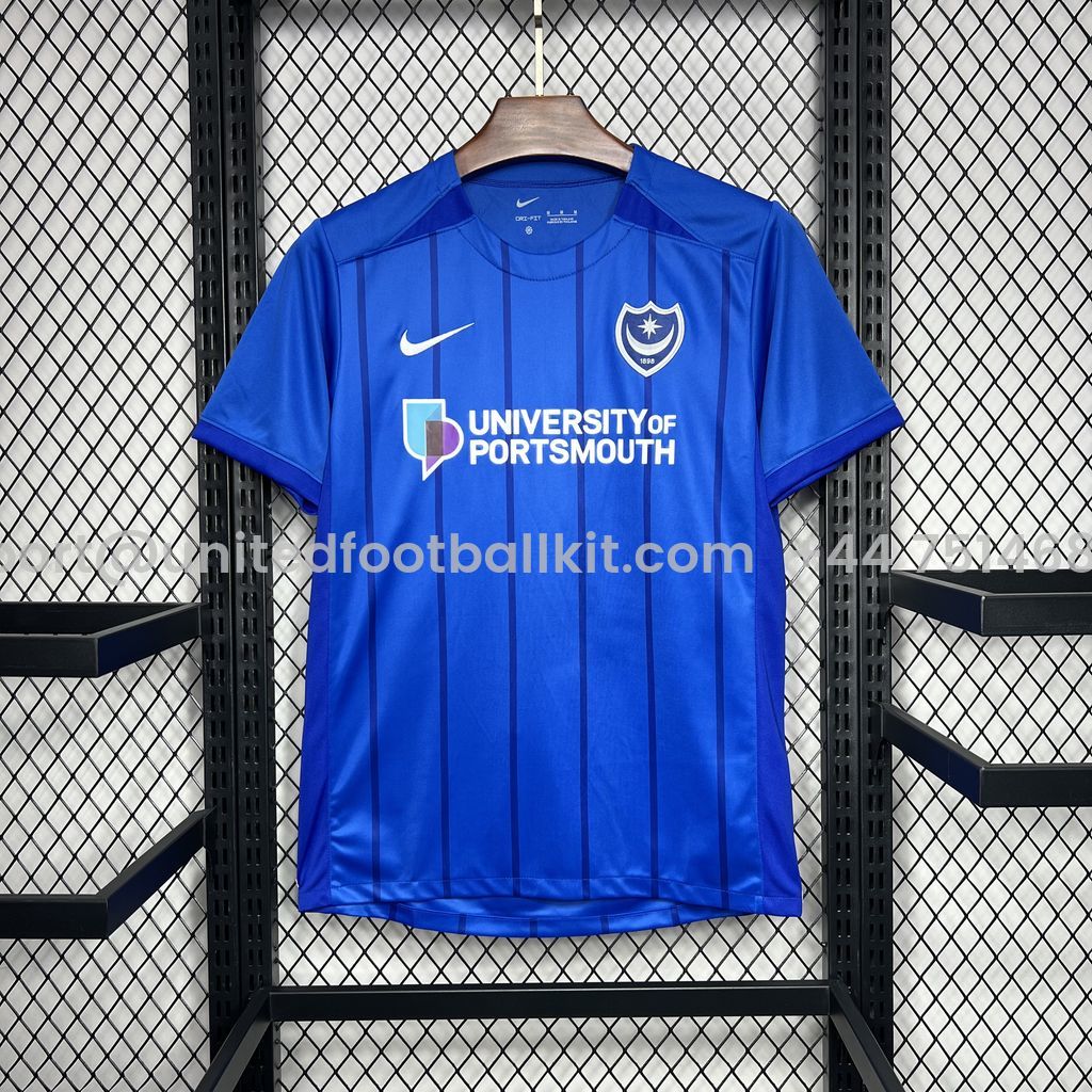 Unitedfootballkit.com | Portsmouth 24-25 Home Stadium Jersey - Fans Version -Customize Name, Number and Patch | Worldwide Shipping