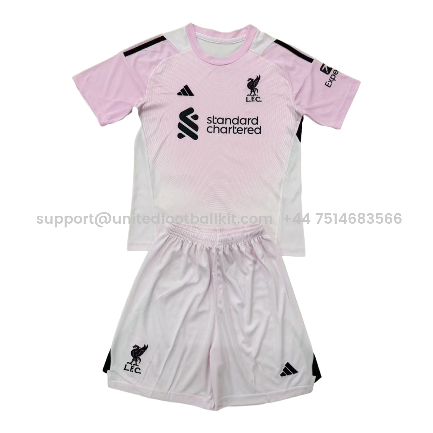 Unitedfootballkit.com | Liver.pool 25-26 Light Pink Goalkeeper Kids Kit -Customize Name, Number and Patch | Worldwide Shipping