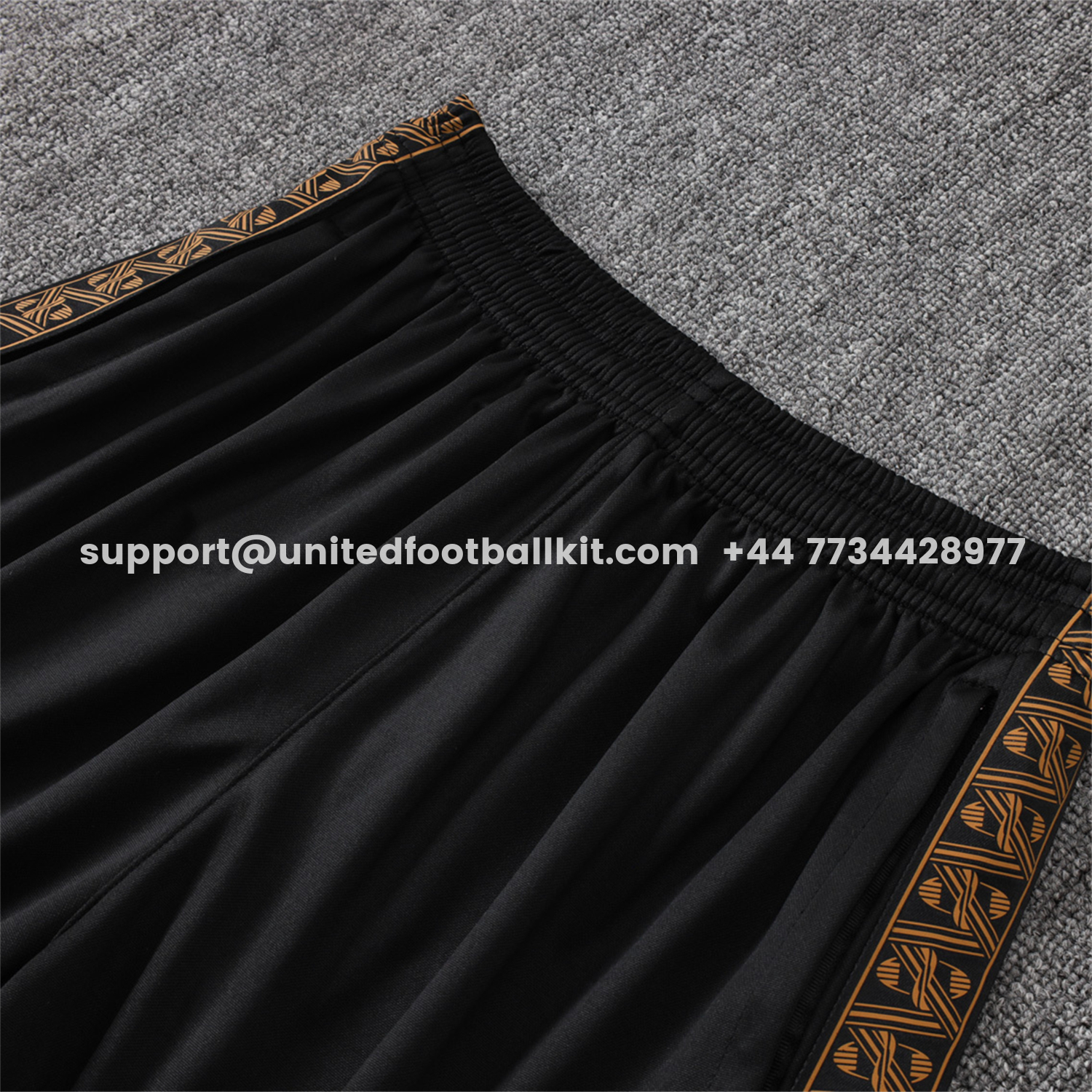 Unitedfootballkit.com | Portugal 2026 Long Sleeve Training Set - Gold Lines Black Top & Pants -Customize Name, Number and Patch | Worldwide Shipping