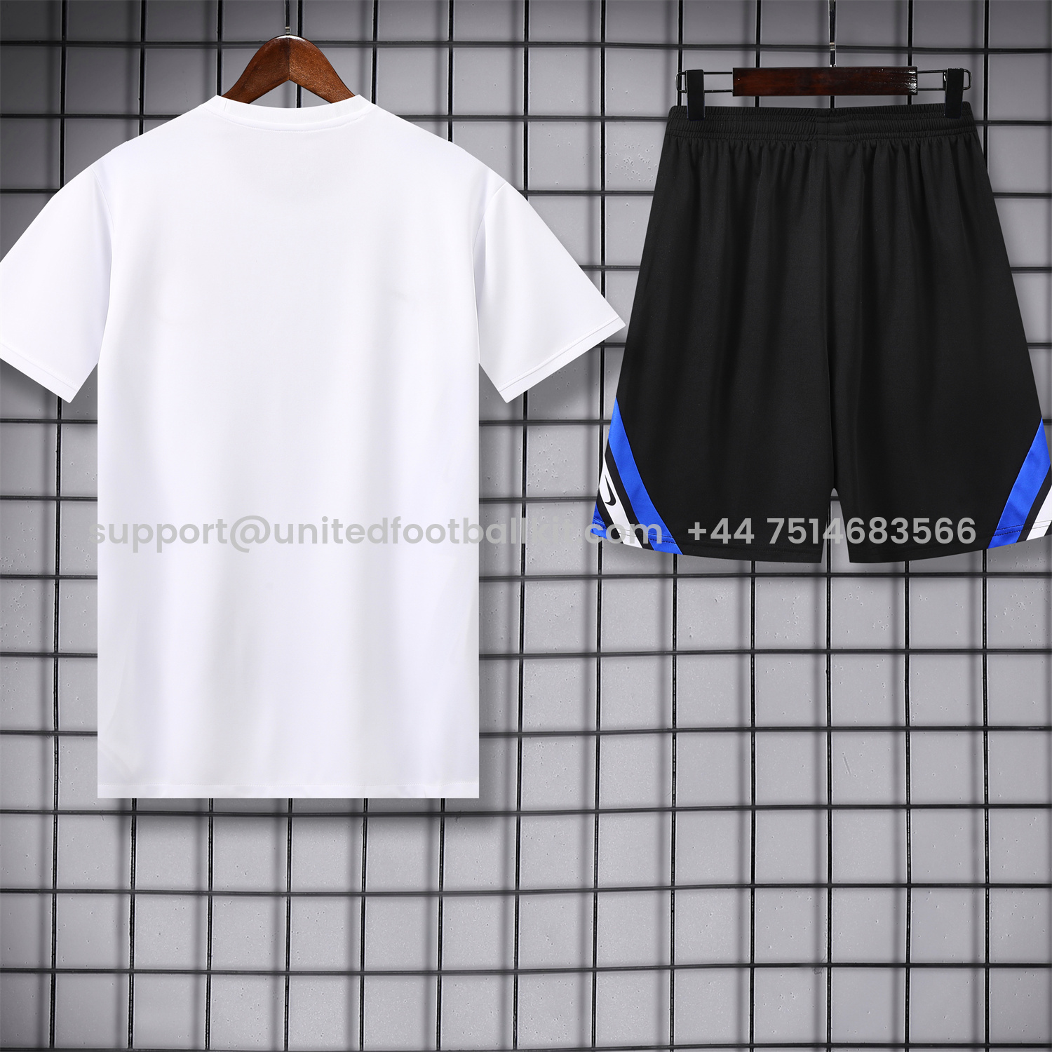 Unitedfootballkit.com | Inter Milan 25-26 Short-Sleeve Training Set - White Top & Black Shorts -Customize Name, Number and Patch | Worldwide Shipping