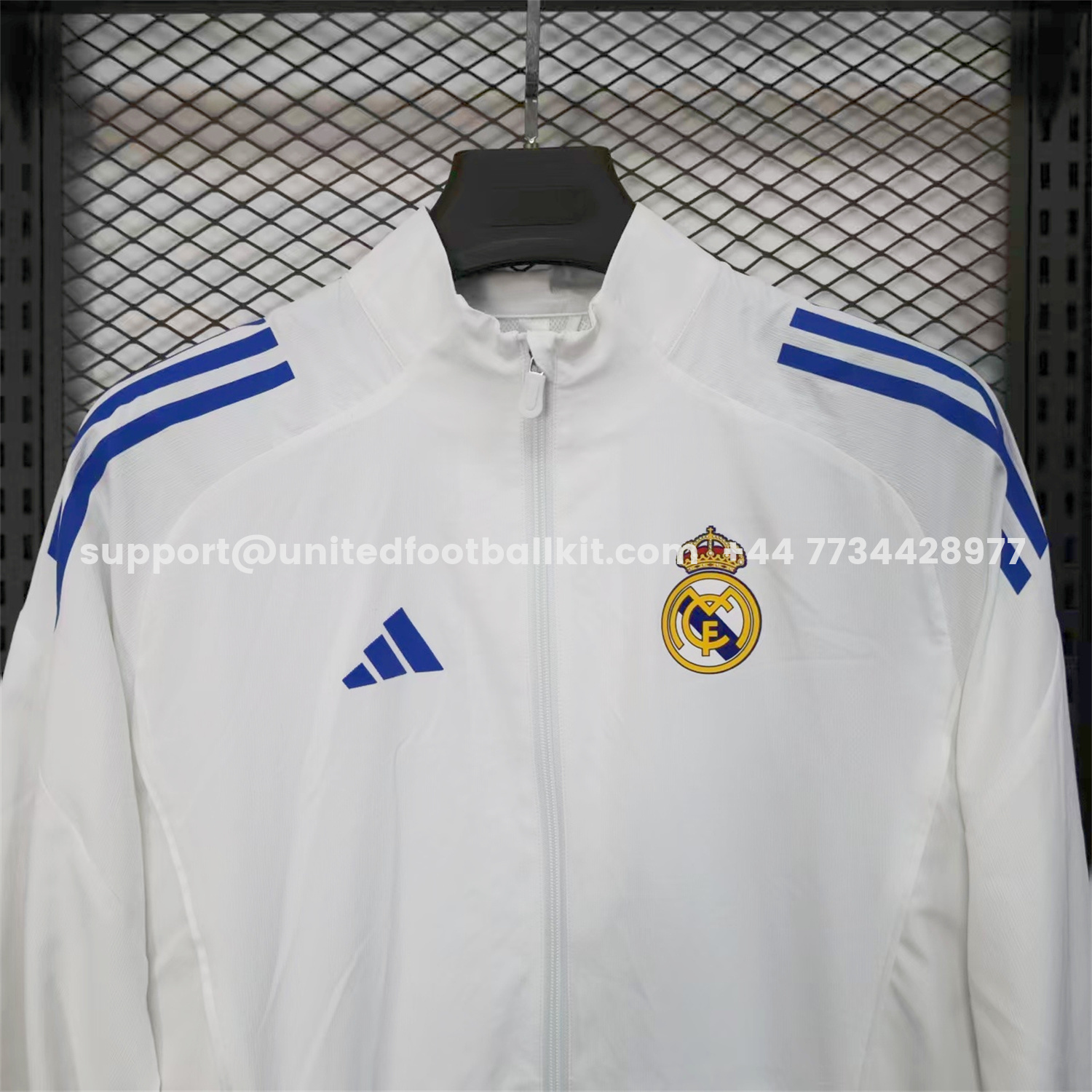 Unitedfootballkit.com | Real Madrid 25-26 White Windbreaker Jacket -Customize Name, Number and Patch | Worldwide Shipping