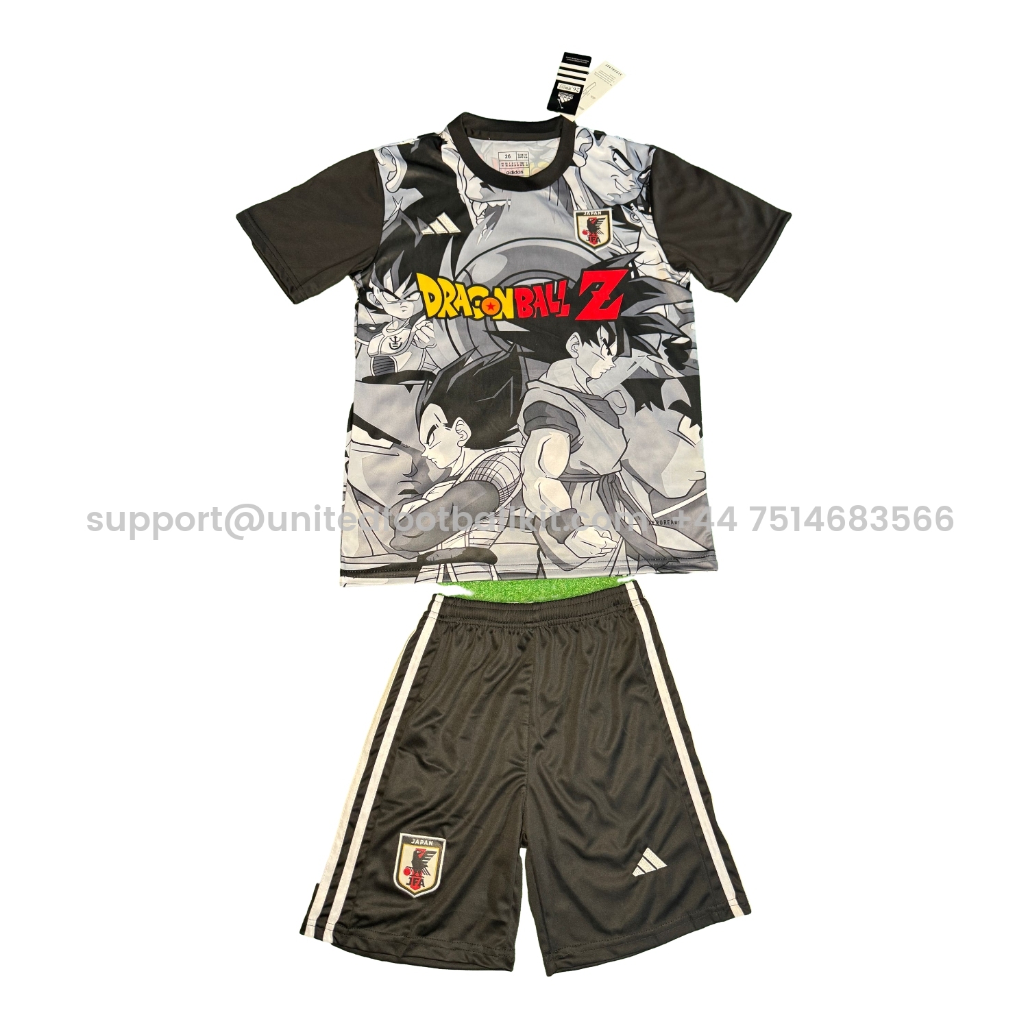 Unitedfootballkit.com | Japan 25-26 Vegeta & Son Goku Grey Special Kids Kit -Customize Name, Number and Patch | Worldwide Shipping