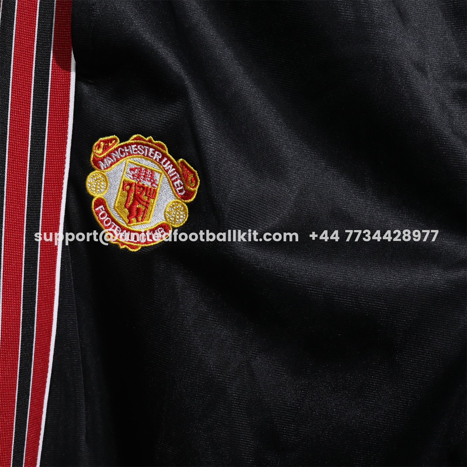 Unitedfootballkit.com | Manchester United 25-26 Training Set - Red Black Top and Black Pants -Customize Name, Number and Patch | Worldwide Shipping