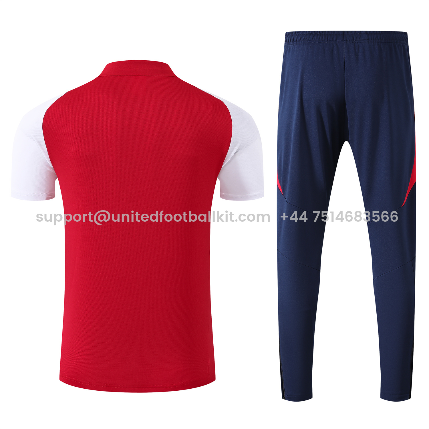 Unitedfootballkit.com | Arsenal 25-26 POLO Short-Sleeve Training Set - Red Top and Deep Blue Pants -Customize Name, Number and Patch | Worldwide Shipping