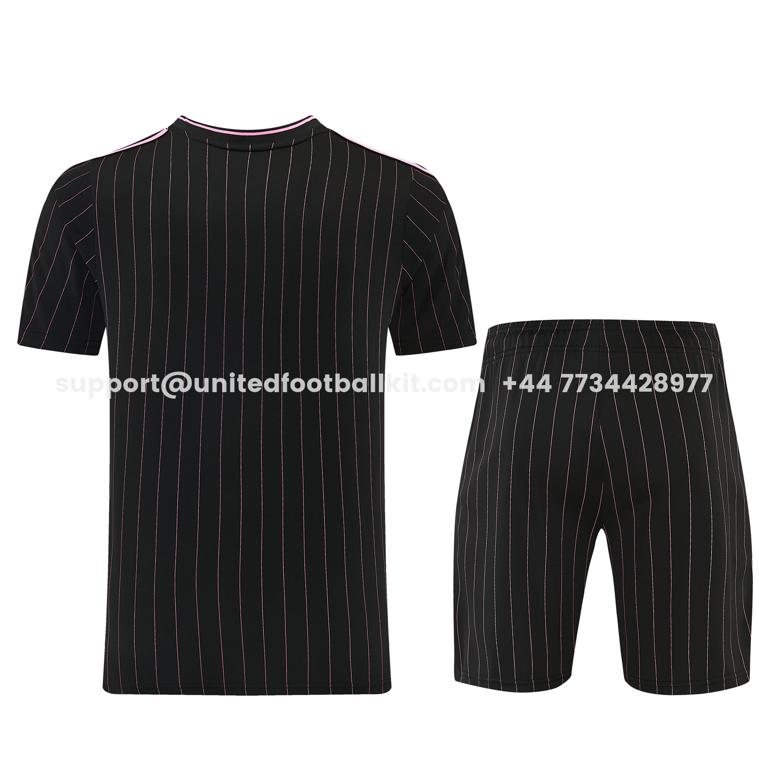 Unitedfootballkit.com | Juventus 26-27 Short-Sleeve Training Set - Pink Lines Black Top & Shorts -Customize Name, Number and Patch | Worldwide Shipping