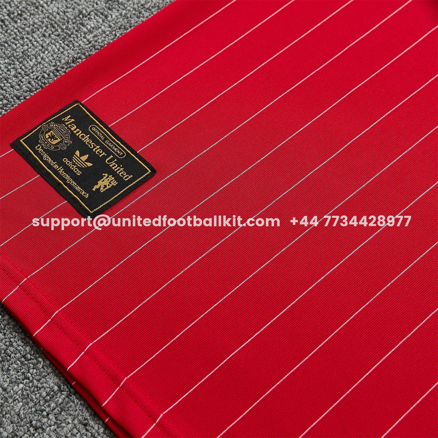 Unitedfootballkit.com | Manchester United 25-26 Retro Style Vest Training Set - Red With White Stripes Top & Pants -Customize Name, Number and Patch | Worldwide Shipping
