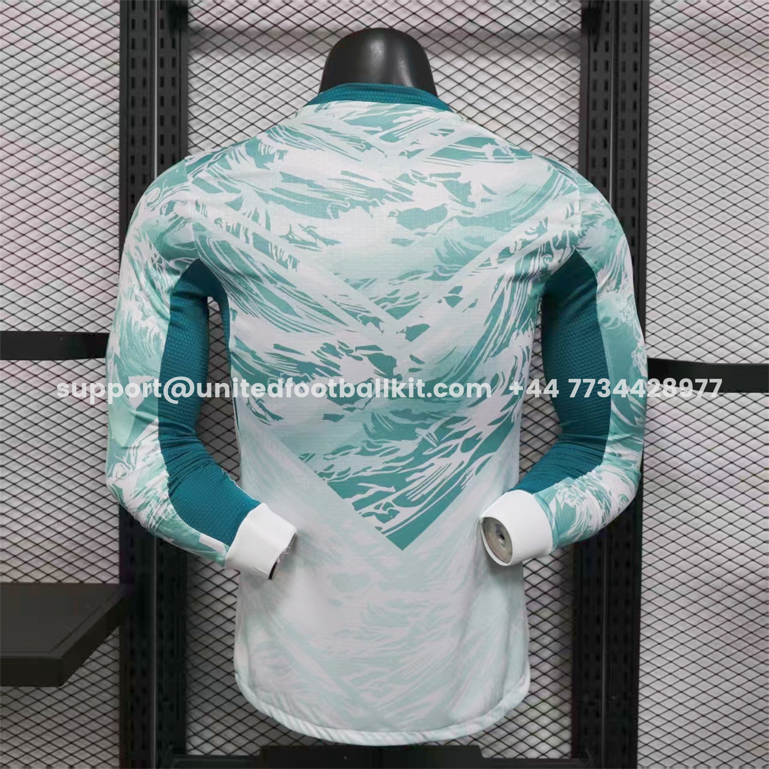 Unitedfootballkit.com | Portugal 2026 Away White And Cyan Long Sleeves Jersey - Player Version -Customize Name, Number and Patch | Worldwide Shipping