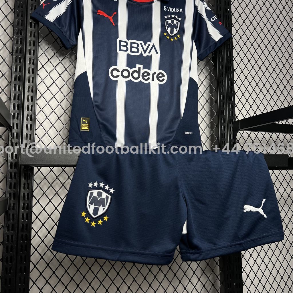 Unitedfootballkit.com | Rayados Monterrey 24-25 Home Stadium Kids Kit -Customize Name, Number and Patch | Worldwide Shipping