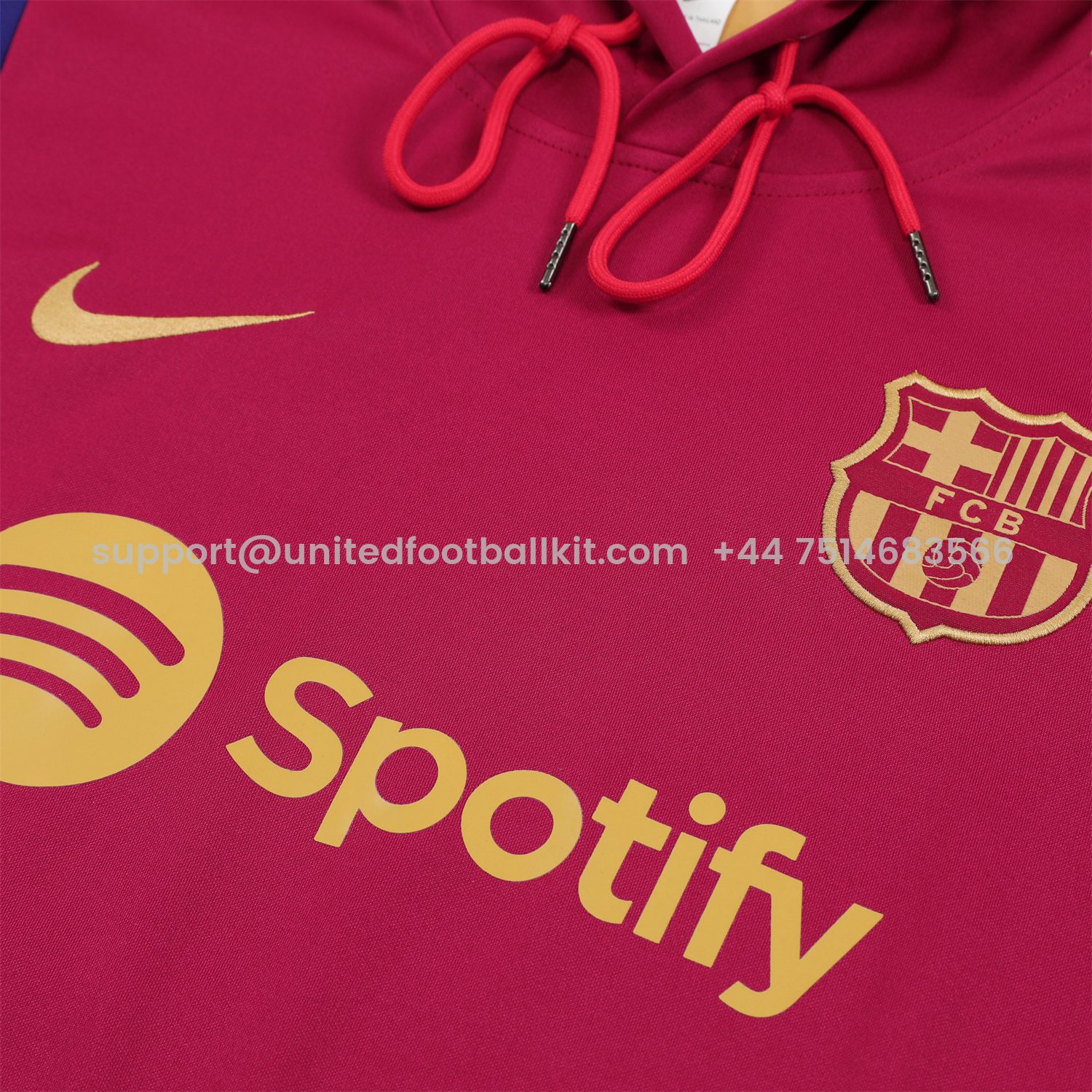 Unitedfootballkit.com | Barcelona 24-25 Training Hoodie Set - Red Hoodie and Deep Blue Pants -Customize Name, Number and Patch | Worldwide Shipping