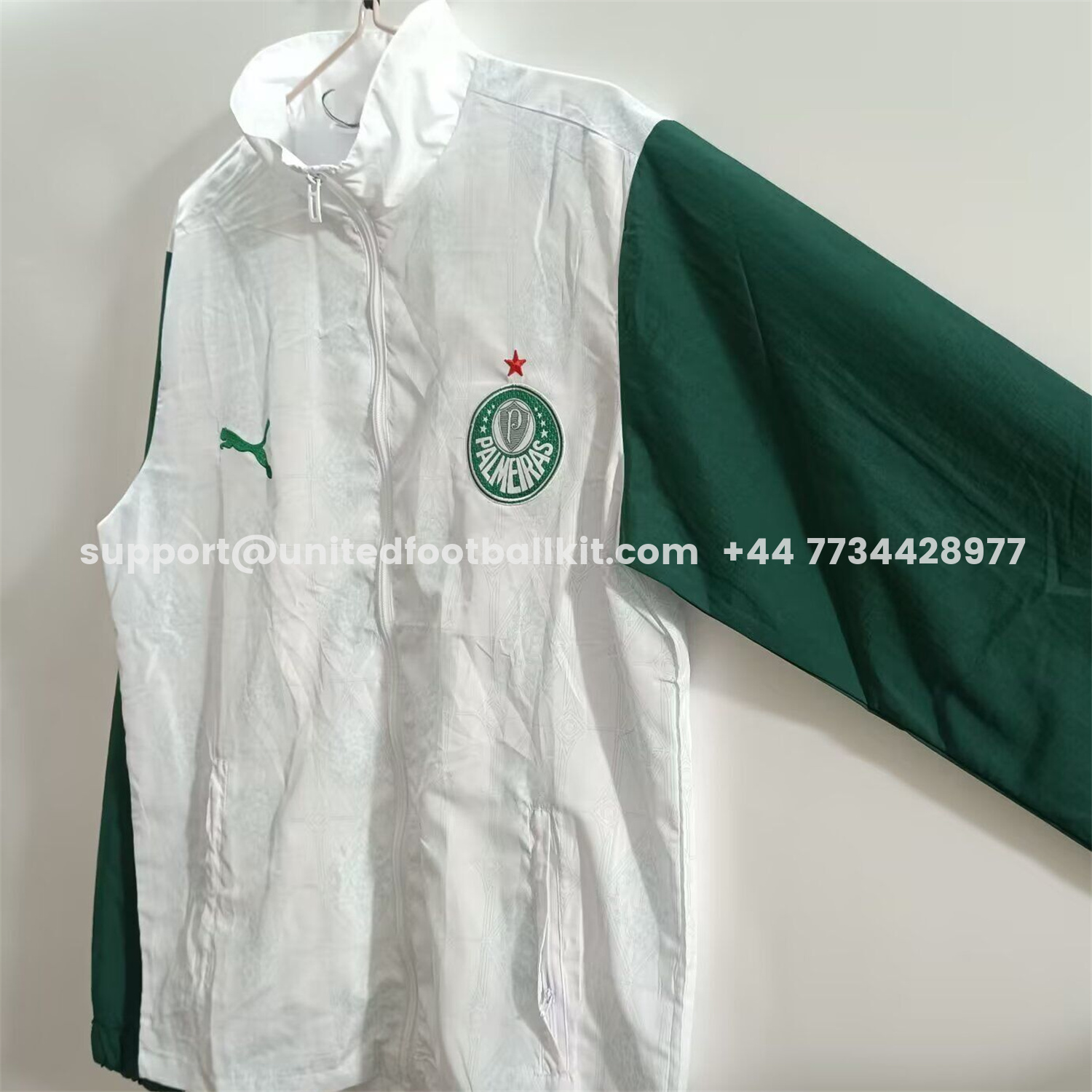 Unitedfootballkit.com | Palmeiras 25-26 Training Windbreaker Jacket - White -Customize Name, Number and Patch | Worldwide Shipping