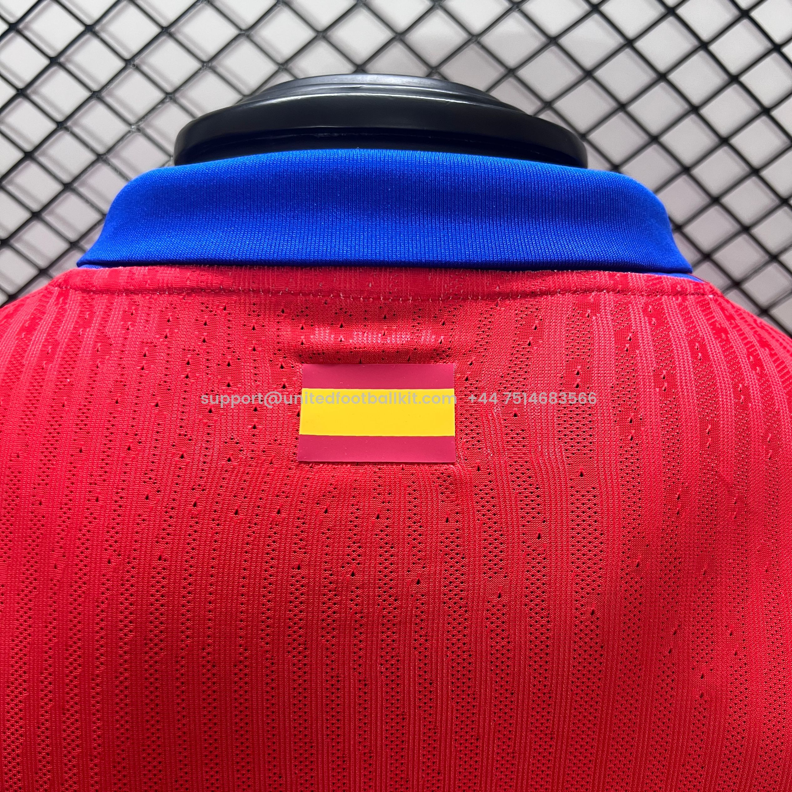 Unitedfootballkit.com | Atletico Madrid 24-25 Home Long Sleeve Jersey - Player Version -Customize Name, Number and Patch | Worldwide Shipping