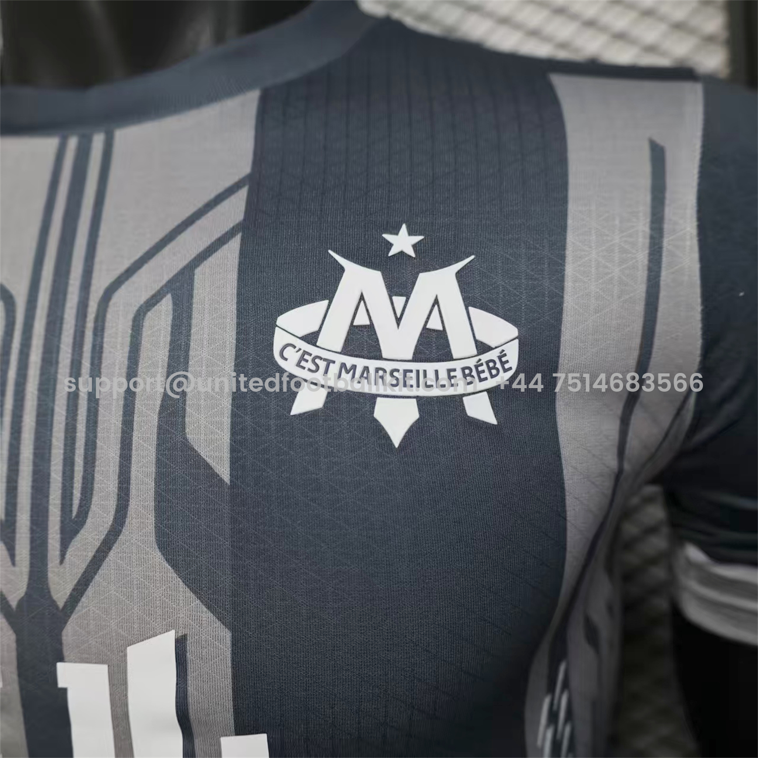 Unitedfootballkit.com | Marseille 25-26 Grey Stripes Special Jersey - Player Version -Customize Name, Number and Patch | Worldwide Shipping
