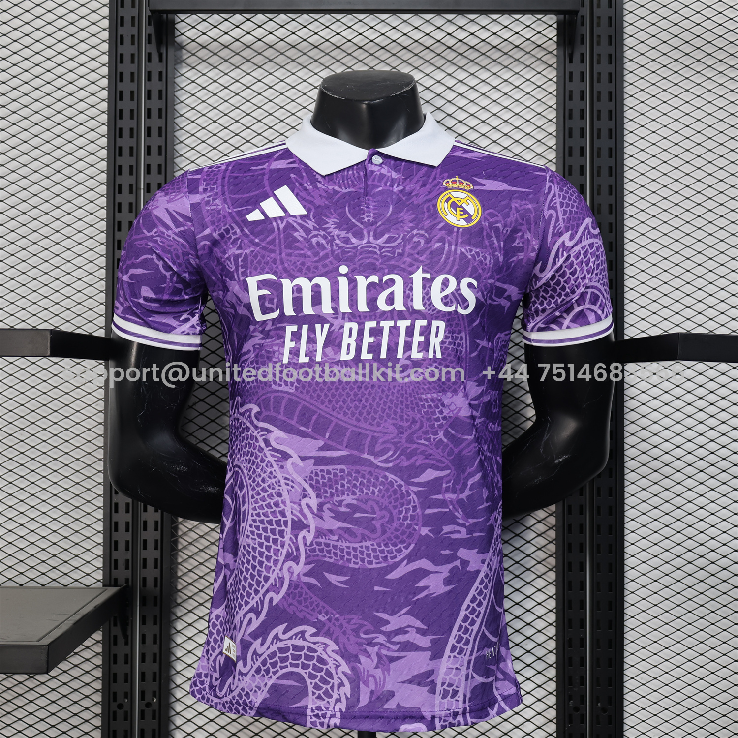 Unitedfootballkit.com | Real Madrid 24-25 Purple Loong POLO Jersey - Player Version -Customize Name, Number and Patch | Worldwide Shipping