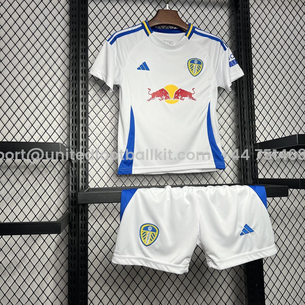 Unitedfootballkit.com | Leeds United 24-25 Home Stadium Kids Kit -Customize Name, Number and Patch | Worldwide Shipping