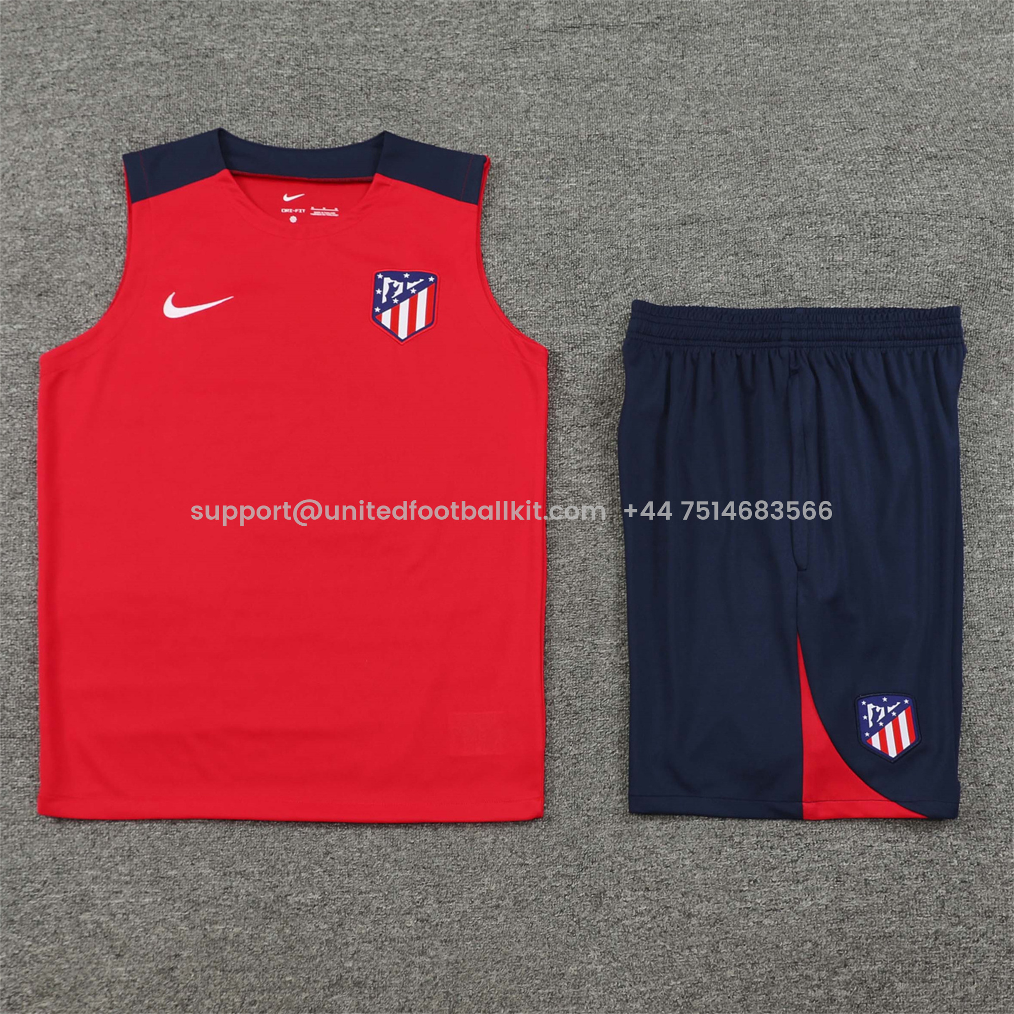 Unitedfootballkit.com | Atletico Madrid 24-25 Vest Training Set - Red -Customize Name, Number and Patch | Worldwide Shipping