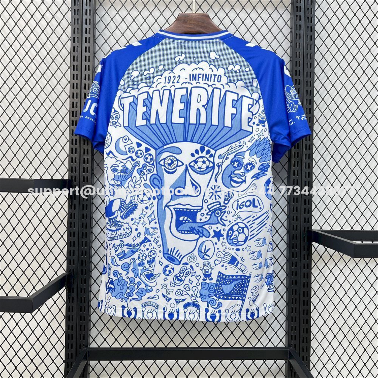 Unitedfootballkit.com | Tenerife 25-26 Blue Graffiti Special Edition Jersey - Fans Version -Customize Name, Number and Patch | Worldwide Shipping