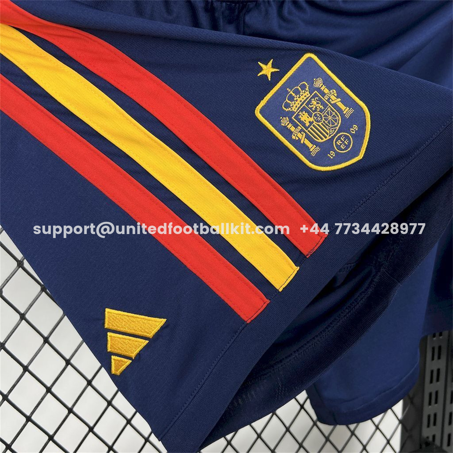 Unitedfootballkit.com | Spain 2026 Home Dark Blue Shorts - Fans Version -Customize Name, Number and Patch | Worldwide Shipping