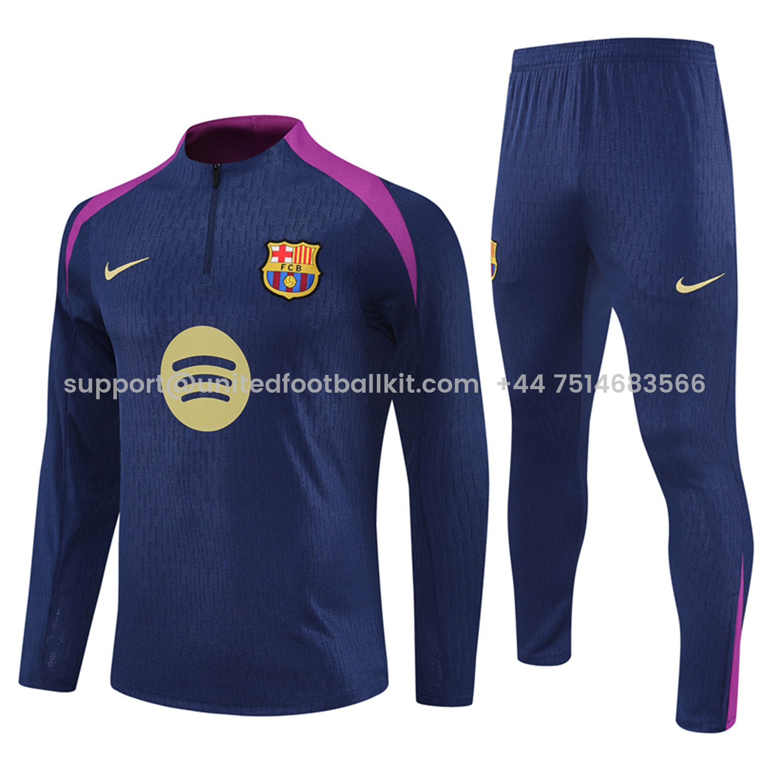 Unitedfootballkit.com | Barcelona 25-26 Long Sleeves Training Set - Royal Blue top & Royal Blue Pants -Customize Name, Number and Patch | Worldwide Shipping