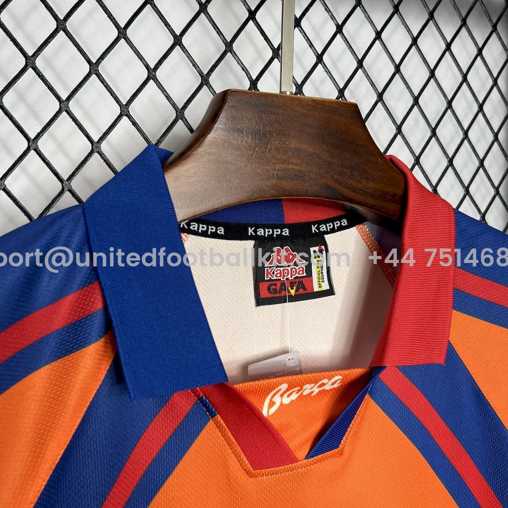 Unitedfootballkit.com | Retro Barcelona 1997-98 European Away Jersey -Customize Name, Number and Patch | Worldwide Shipping
