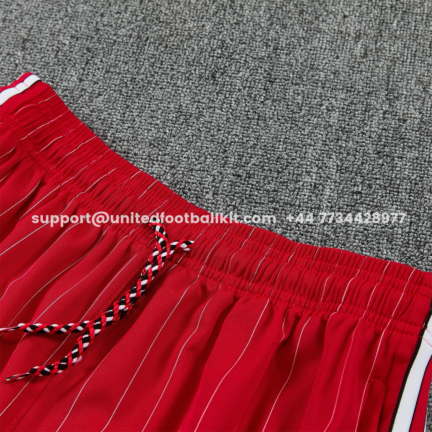 Unitedfootballkit.com | Manchester United 25-26 Retro Style Short-Sleeve Training Set - Red With White Stripes Top & Pants -Customize Name, Number and Patch | Worldwide Shipping