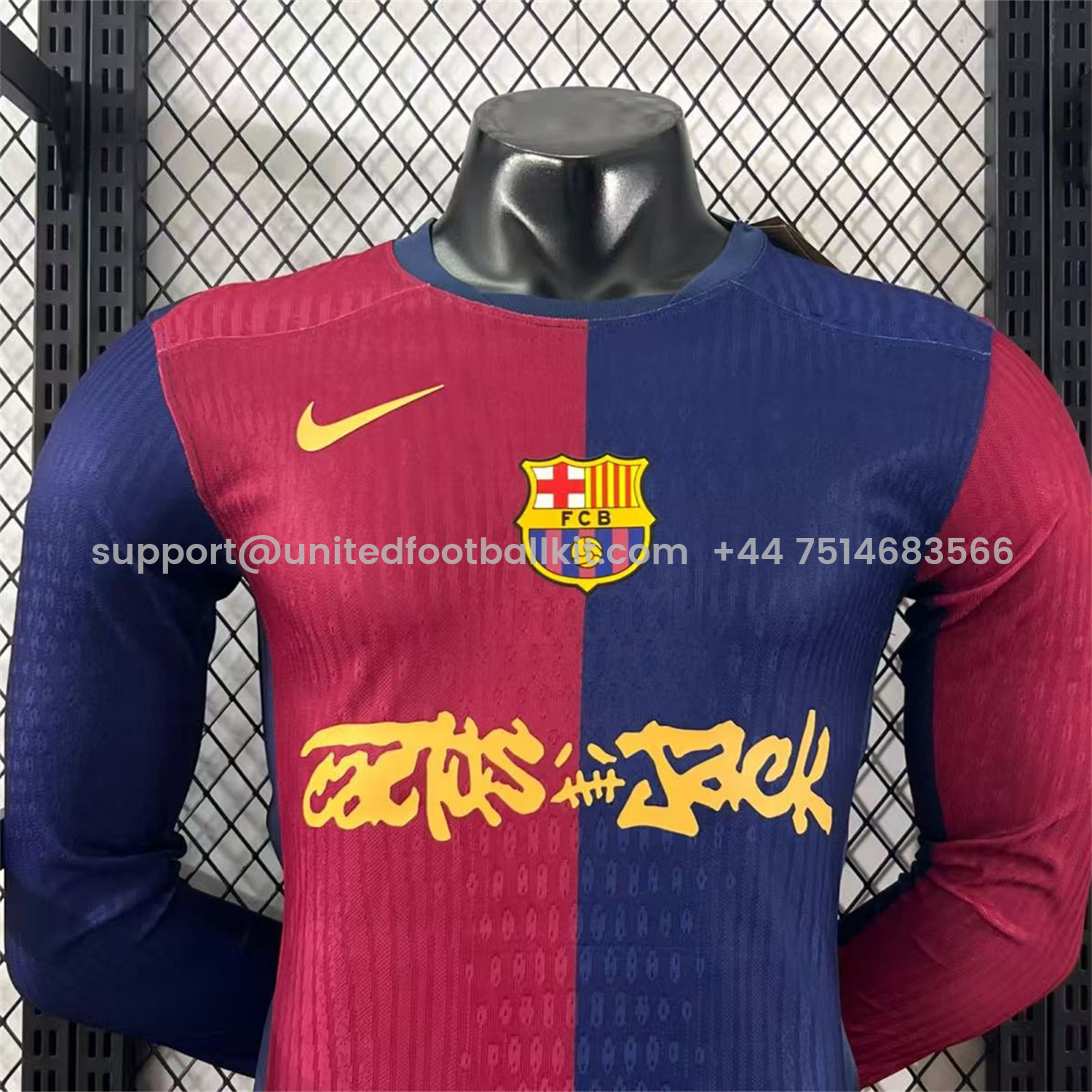 Unitedfootballkit.com | Barcelona x Travis Scott 24-25 Home Long Sleeves Jersey - Player Version -Customize Name, Number and Patch | Worldwide Shipping
