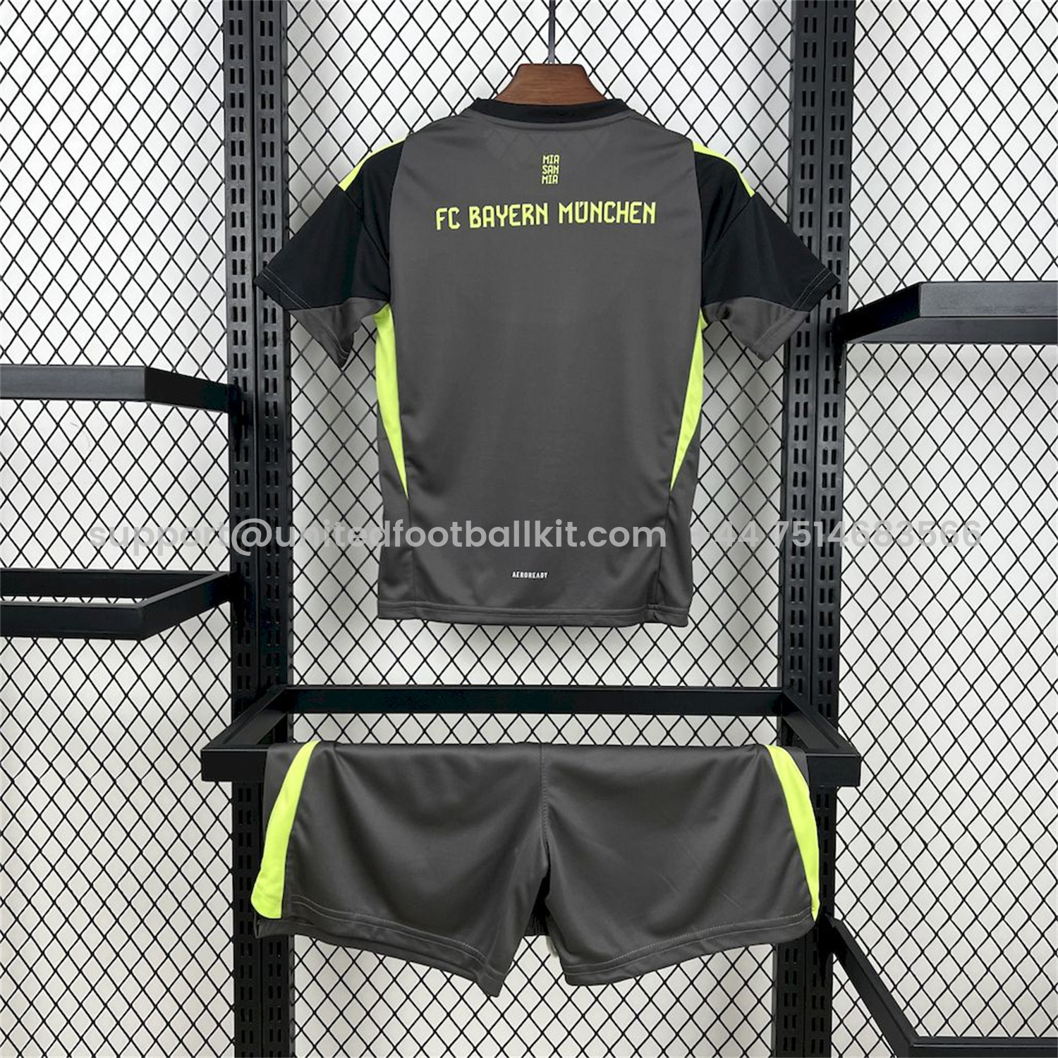 Unitedfootballkit.com | Bayern Munich 25-26 Grey Black Goalkeeper Kids Kit -Customize Name, Number and Patch | Worldwide Shipping