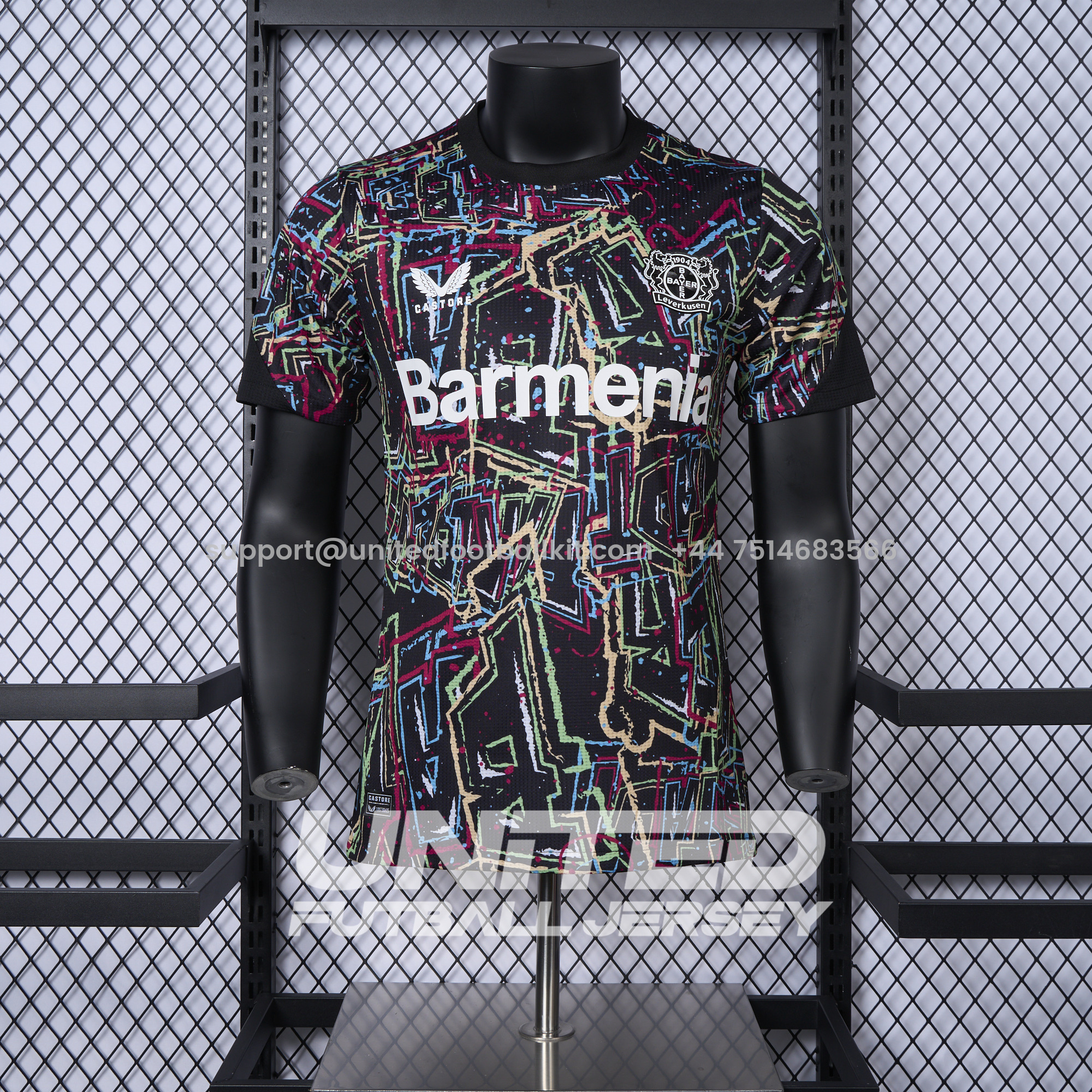 Unitedfootballkit.com | Bayer 04 Leverkusen 24-25 Black Graffiti Special Edition Jersey - Player Version -Customize Name, Number and Patch | Worldwide Shipping