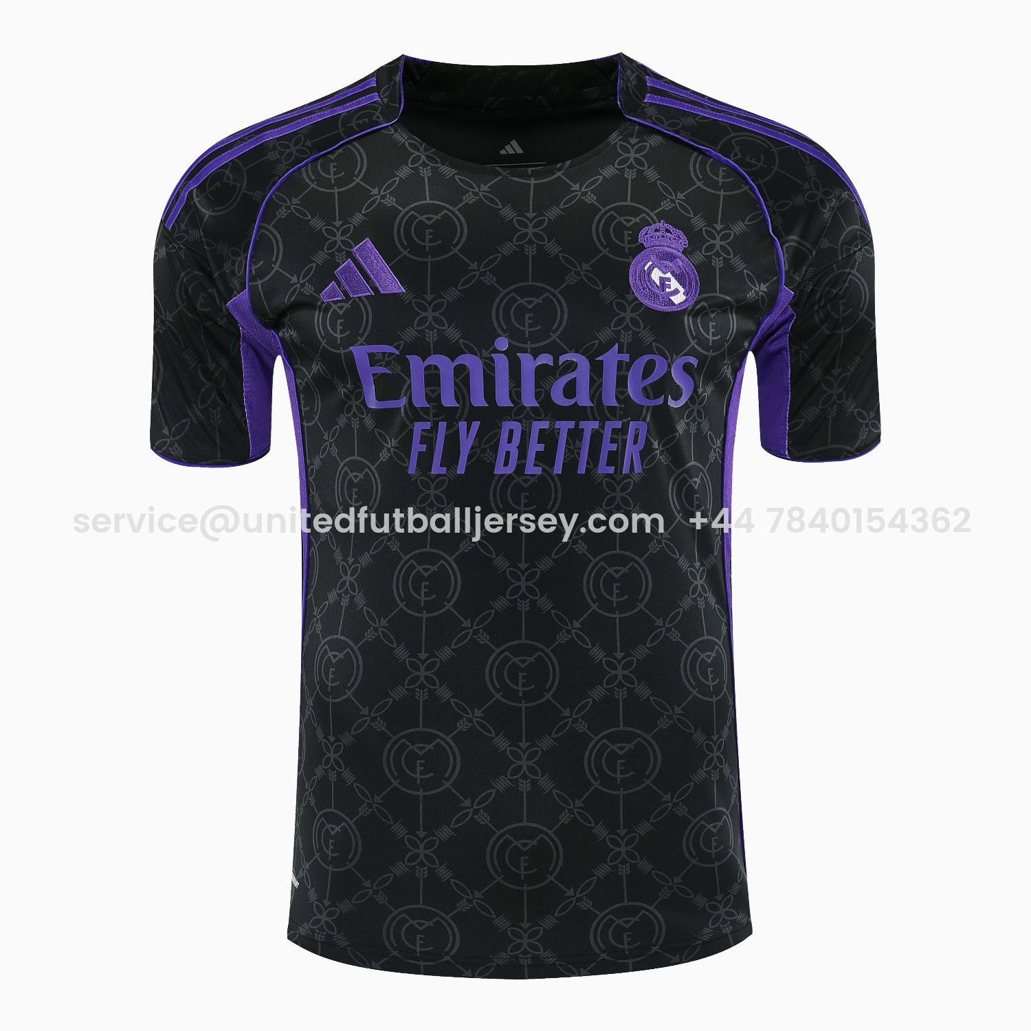 foot-Real Madrid 25-26 Short-Sleeve Training Set - Blue Edge Black Top & Black Shorts