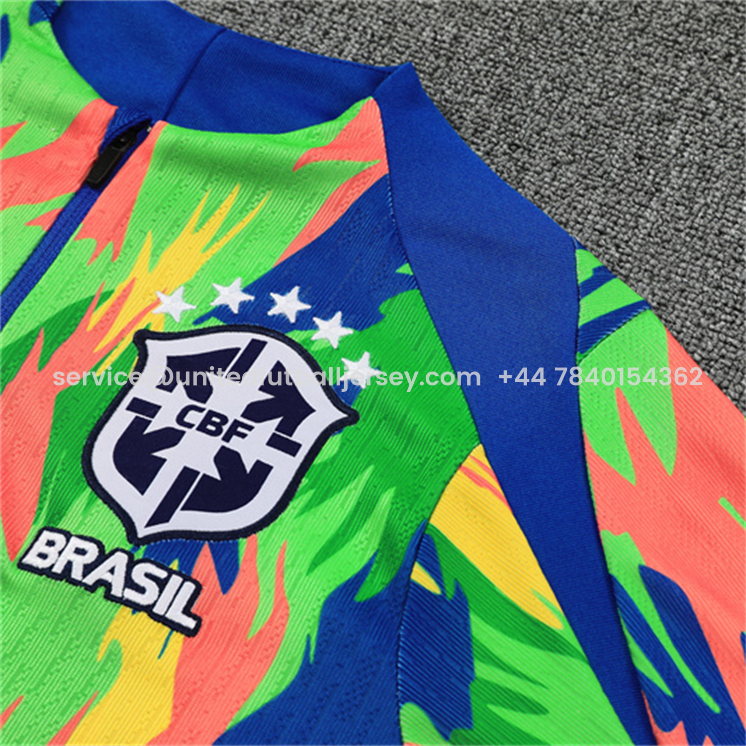 foot-Brazil 25-26 Long Sleeve Training Set - Colorful Camouflage Top & Royal Blue Pants