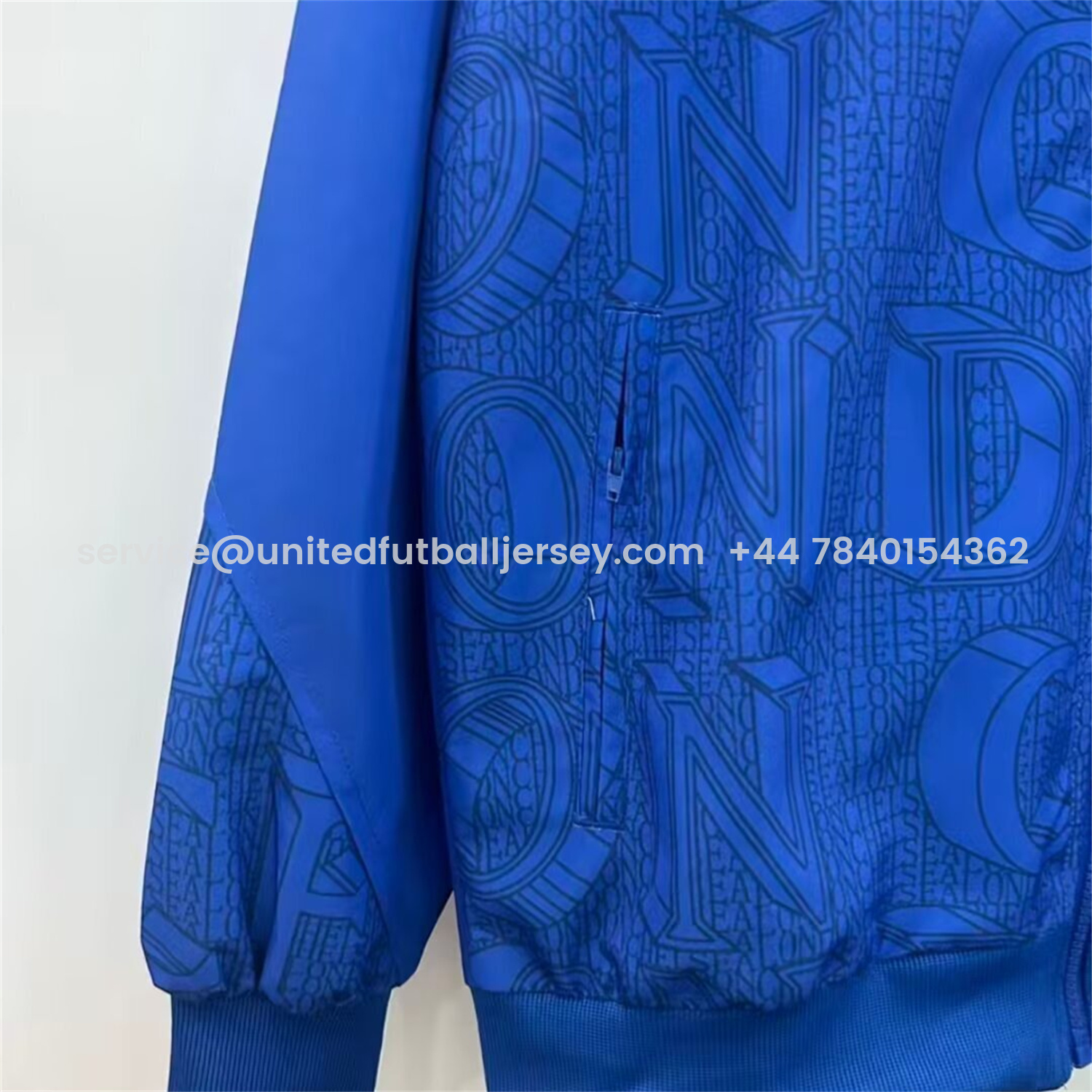 foot-C.H.E.L.S.E.A 25-26 Subtle Letter Pattern Windbreaker Jacket - Blue