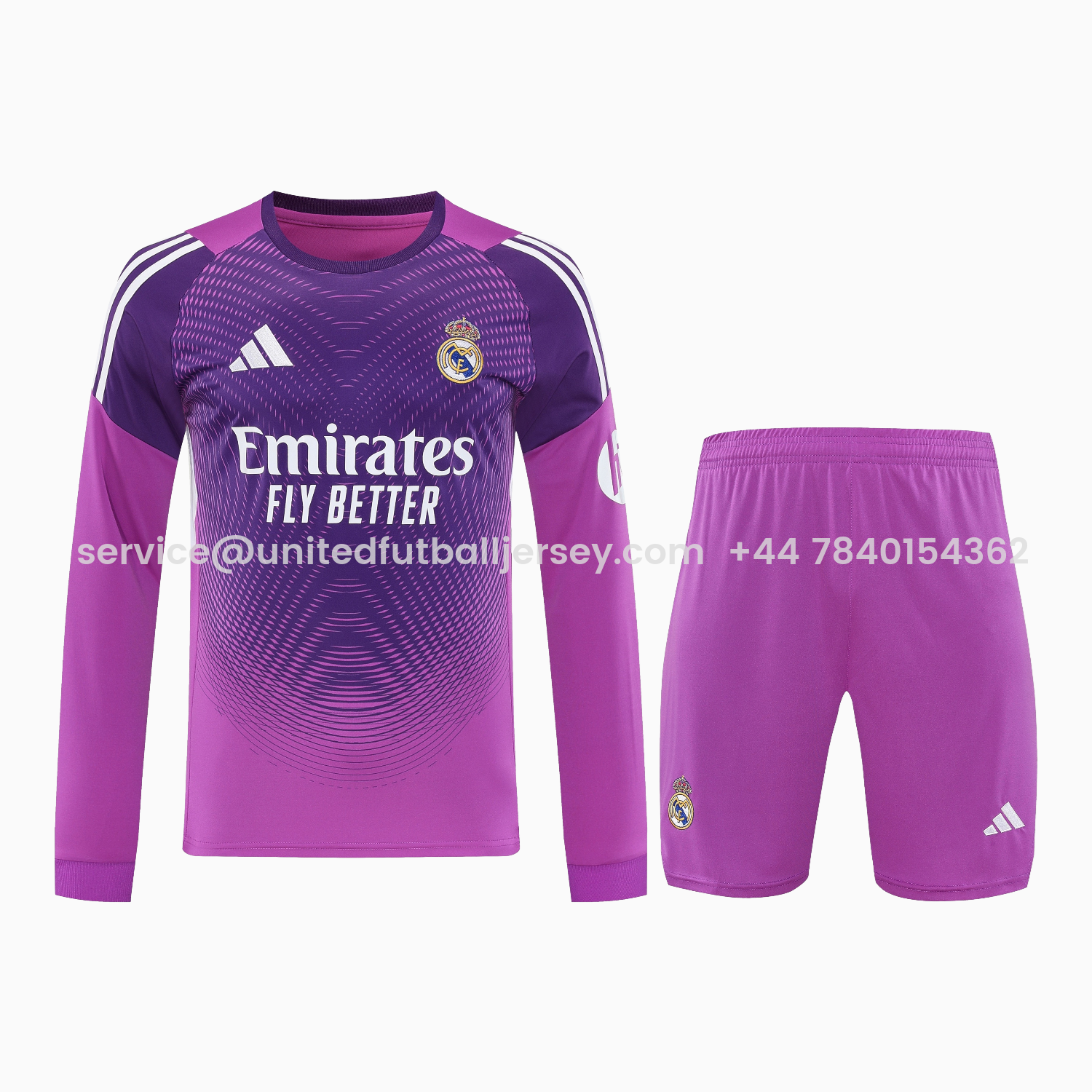 foot-Real Madrid 25-26 Longt-Sleeve Training Set - Purple Top & Purple Shorts