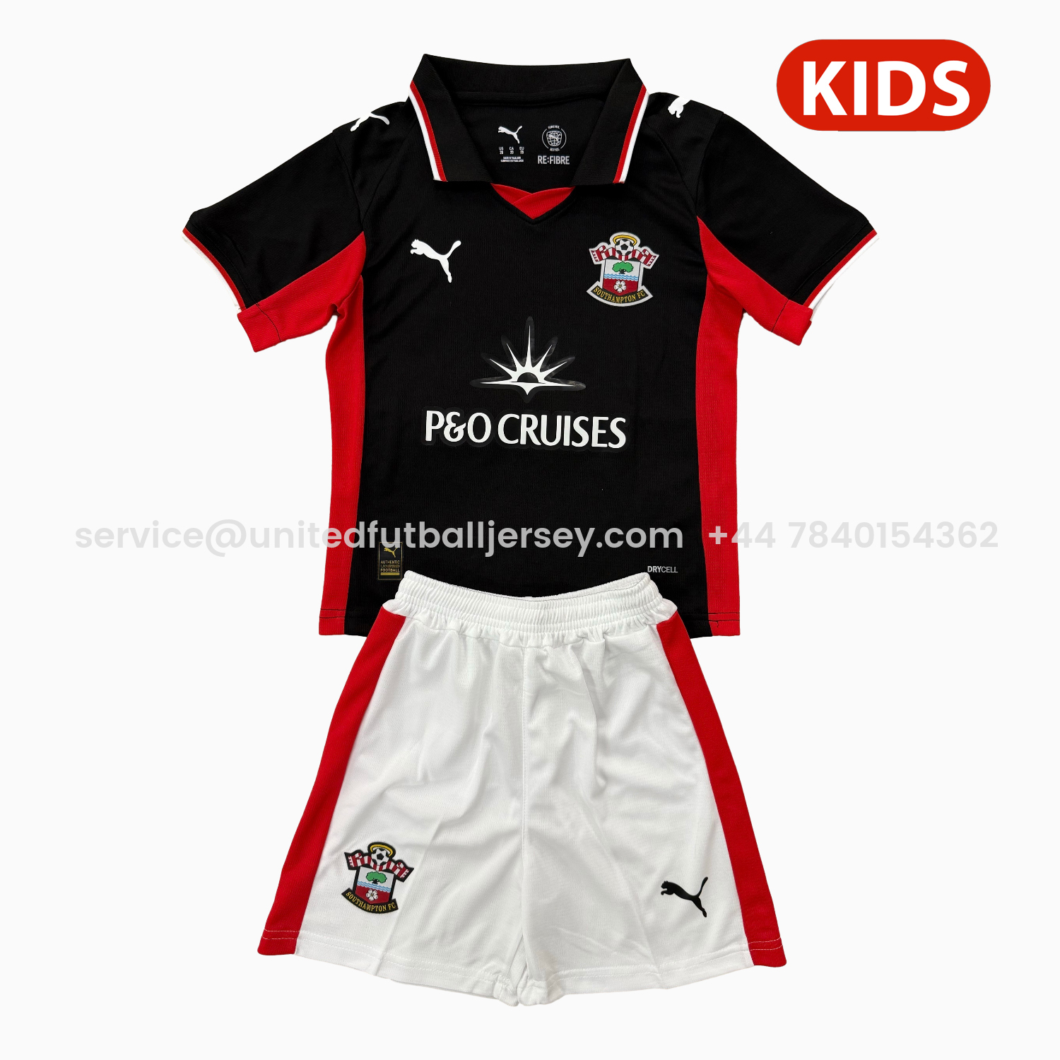 foot-Southampton 25-26 Third Black Kids Kit