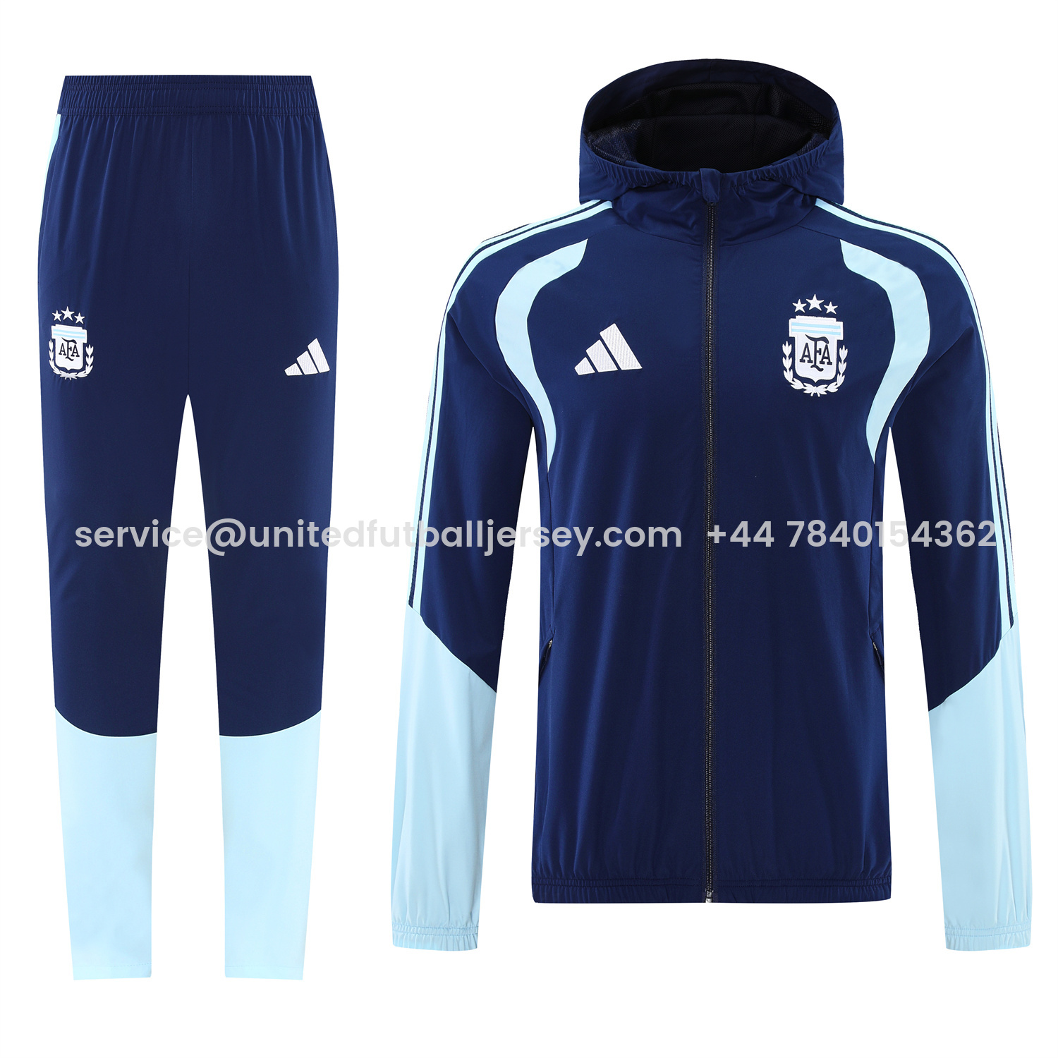 foot-Argentina 2026 Hooded Windbreaker Training Set - Dark Blue Top & Pants