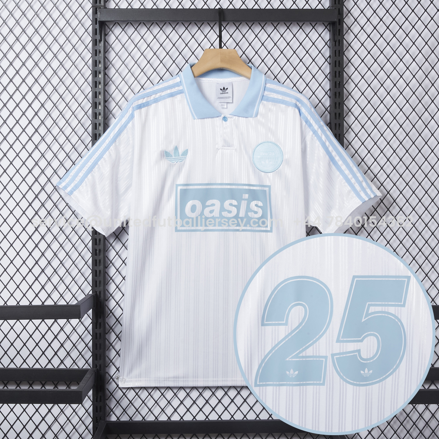 foot-Bohemian 25-26 Oasis Originals Tour White And Sky Blue Jersey With Number 25 - Fans Version