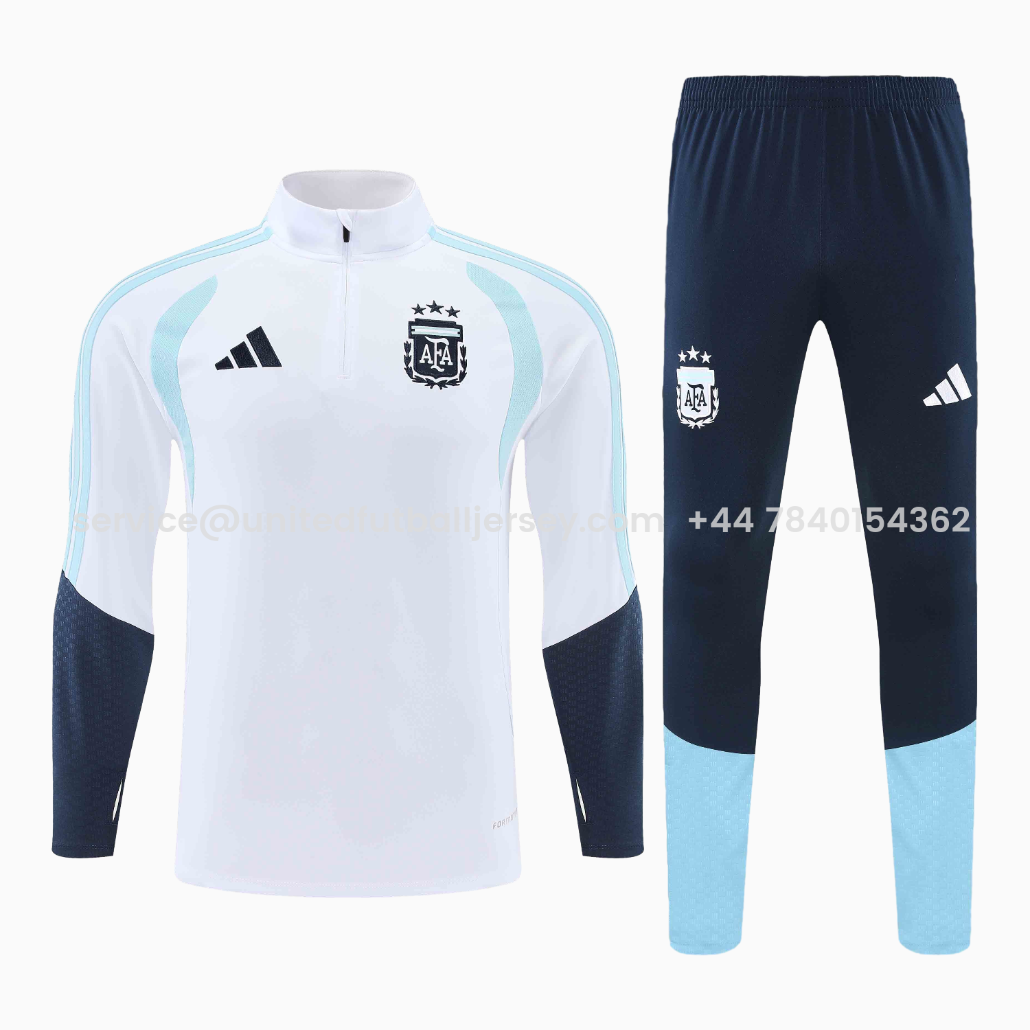 foot-Argentina 2026 Kids Long Sleeve Training Set - White Top & Black Pants