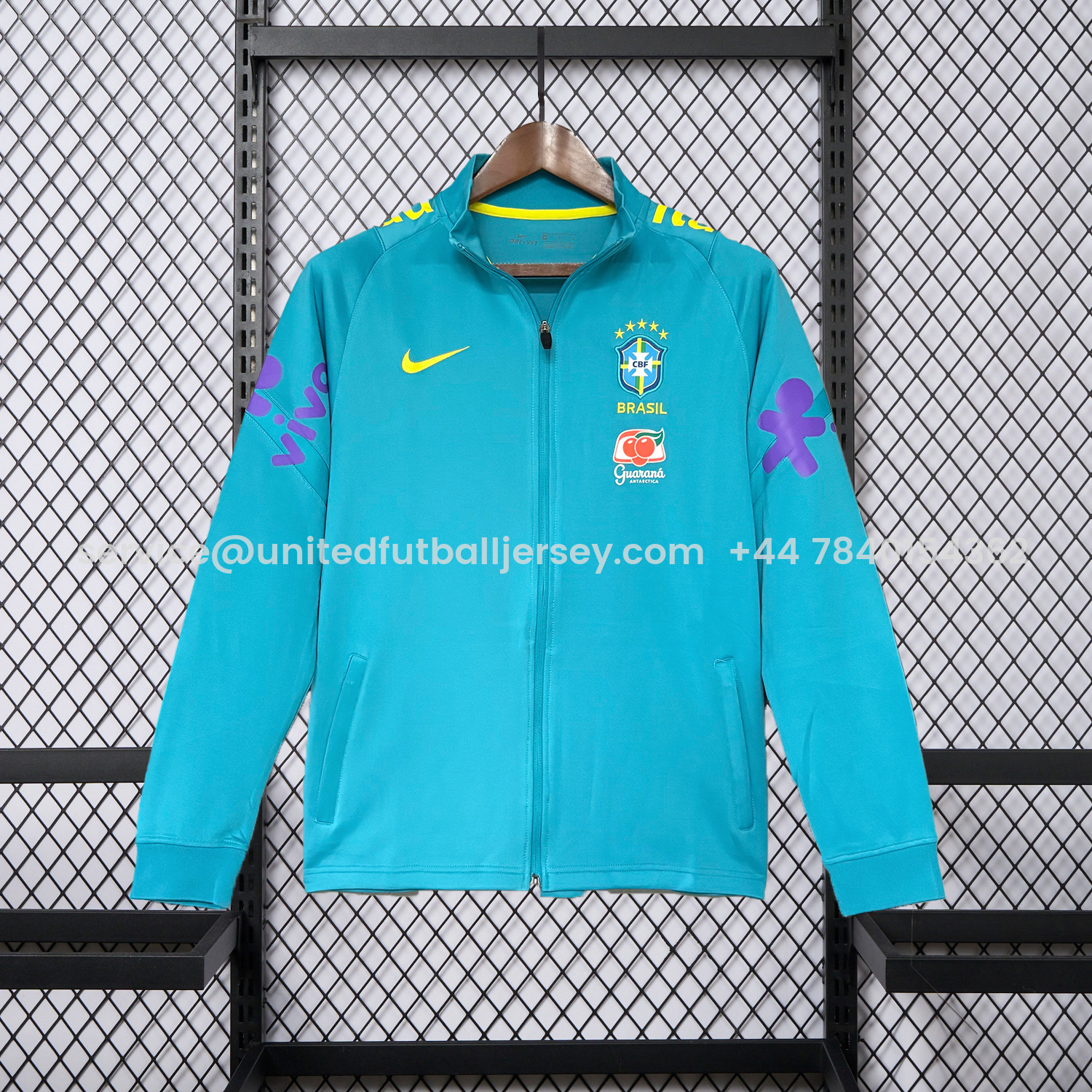 foot-Retro Brazil 2022 Pre-Match Cyan Unsponsored Windbreaker