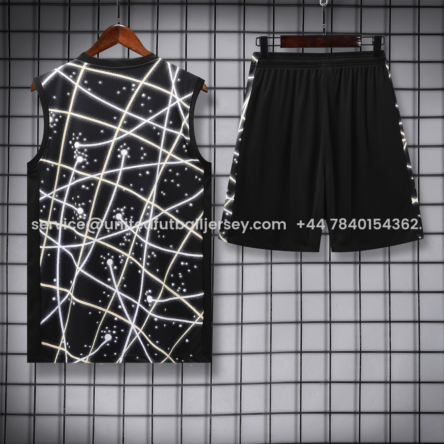 foot-C.H.E.L.S.E.A 25-26 Kids Vest Training Set - Yellow Fluorescent Rays Black Vest & Black Shorts