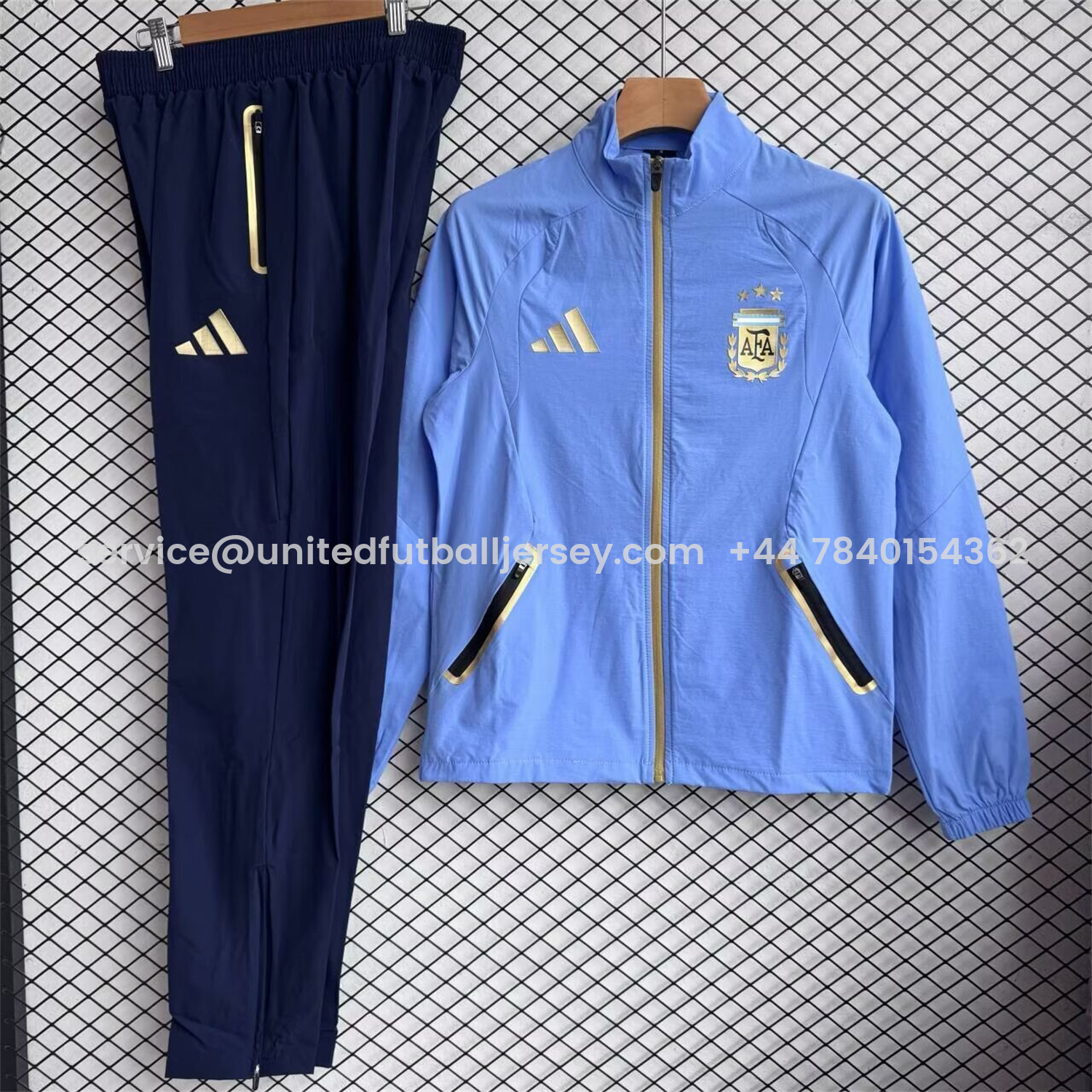 foot-Argentina 2026 Windbreaker Training Set - Blue Top and Black Pants