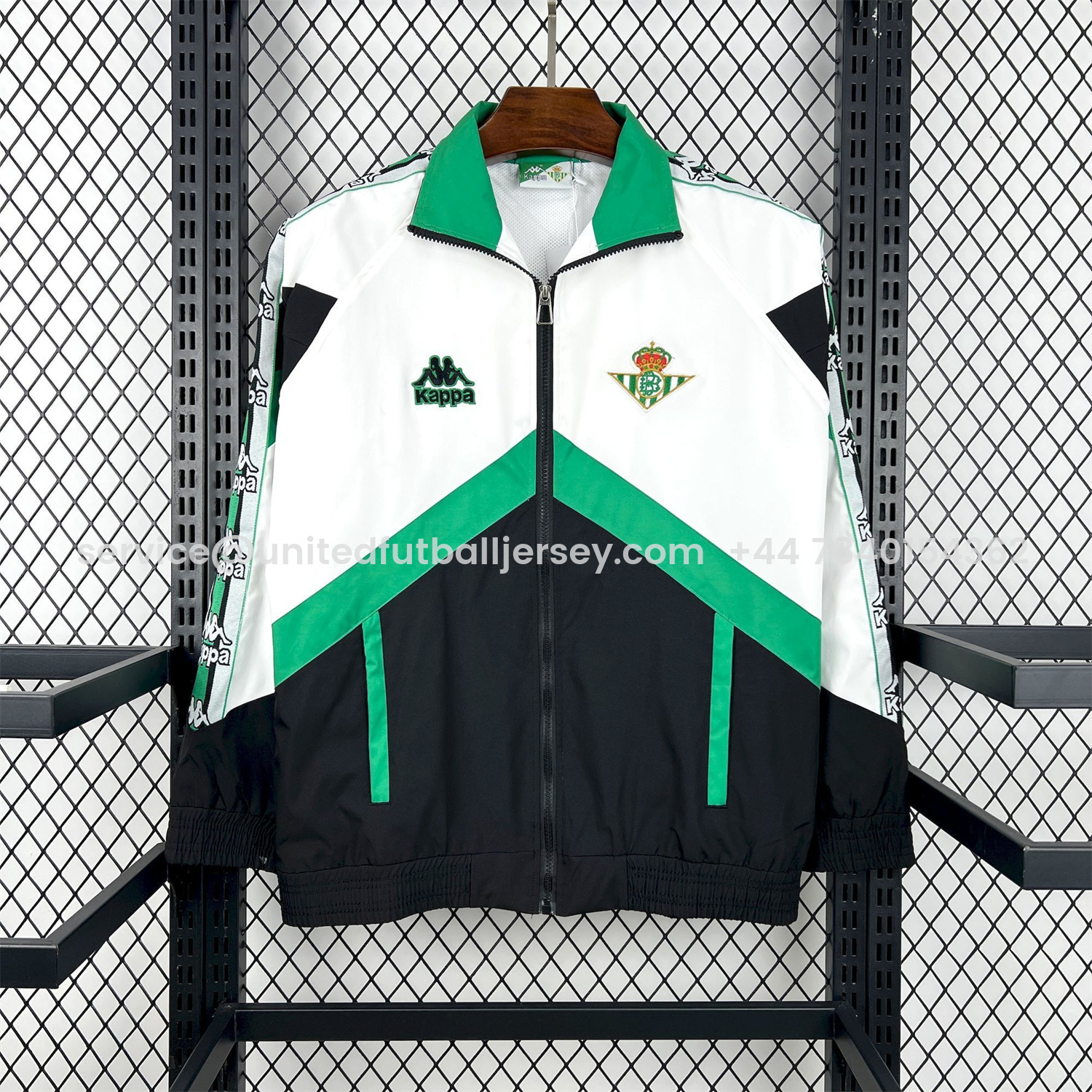 foot-Retro Real Betis 1995-96 Black And White Windbreaker